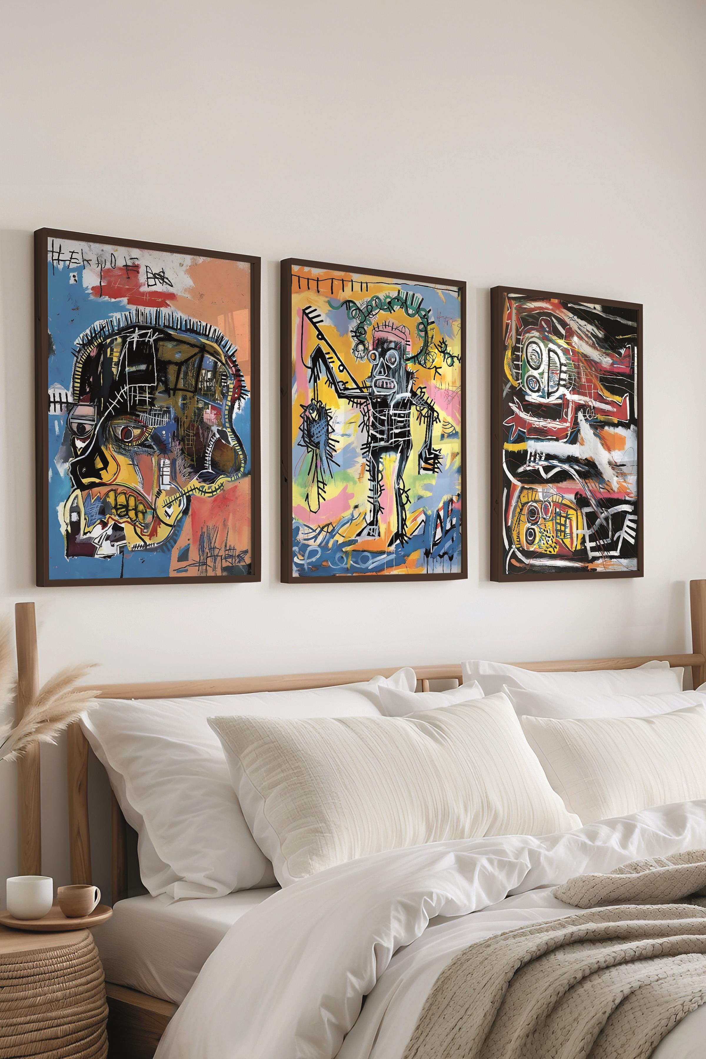 Siyah Çerçeveli Tablo Seti, Maximalist Duvar Tablosu, 3 Adet Poster Seti, No:300784