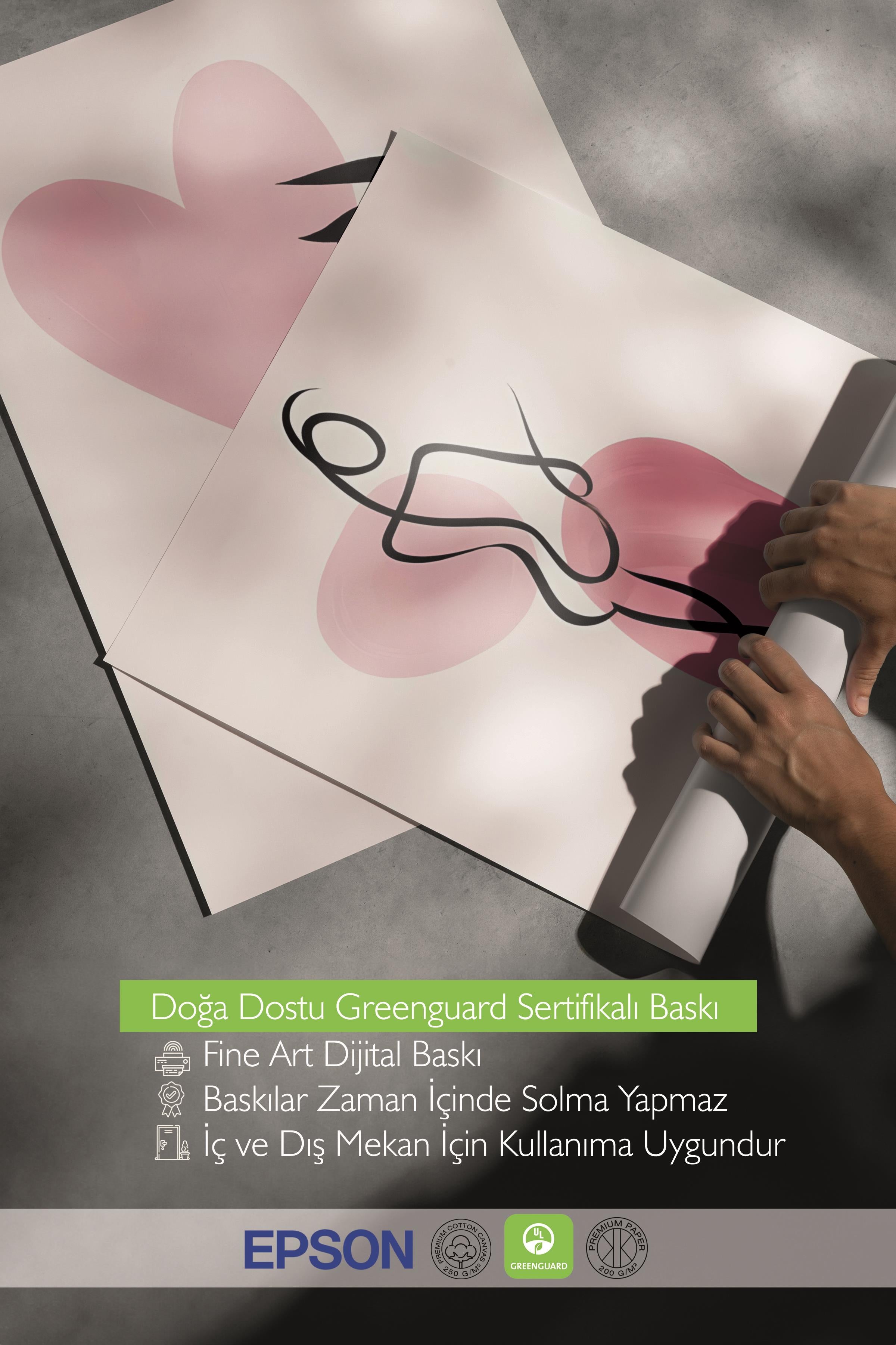 Siyah Çerçeveli Tablo Seti, Pembe Duvar Tablosu, 3 Adet Poster Seti, No:300749