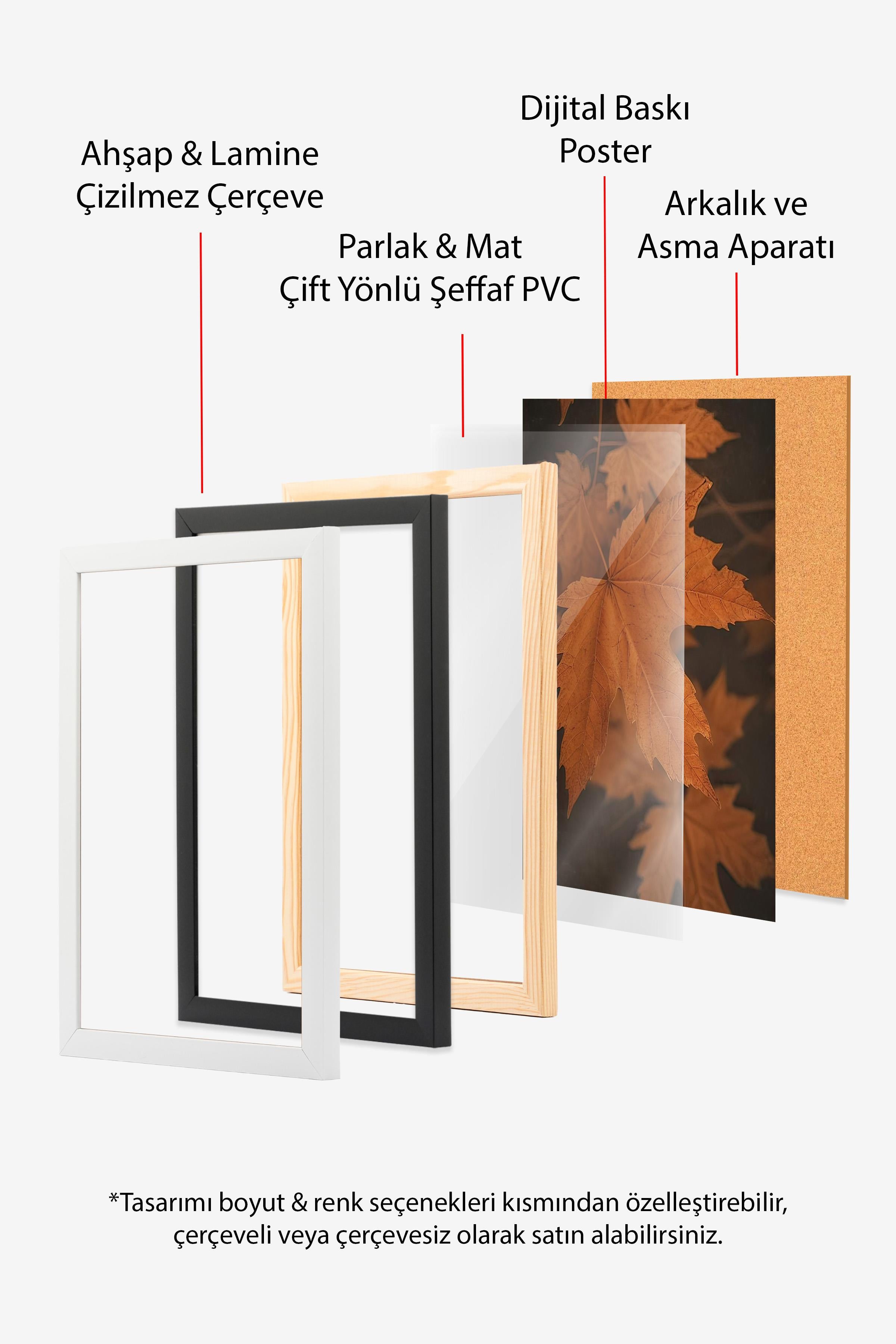 Siyah Çerçeveli Tablo Seti, Sonbahar Fotoğrafları Duvar Tablosu, 3 Adet Poster Seti, No:300706