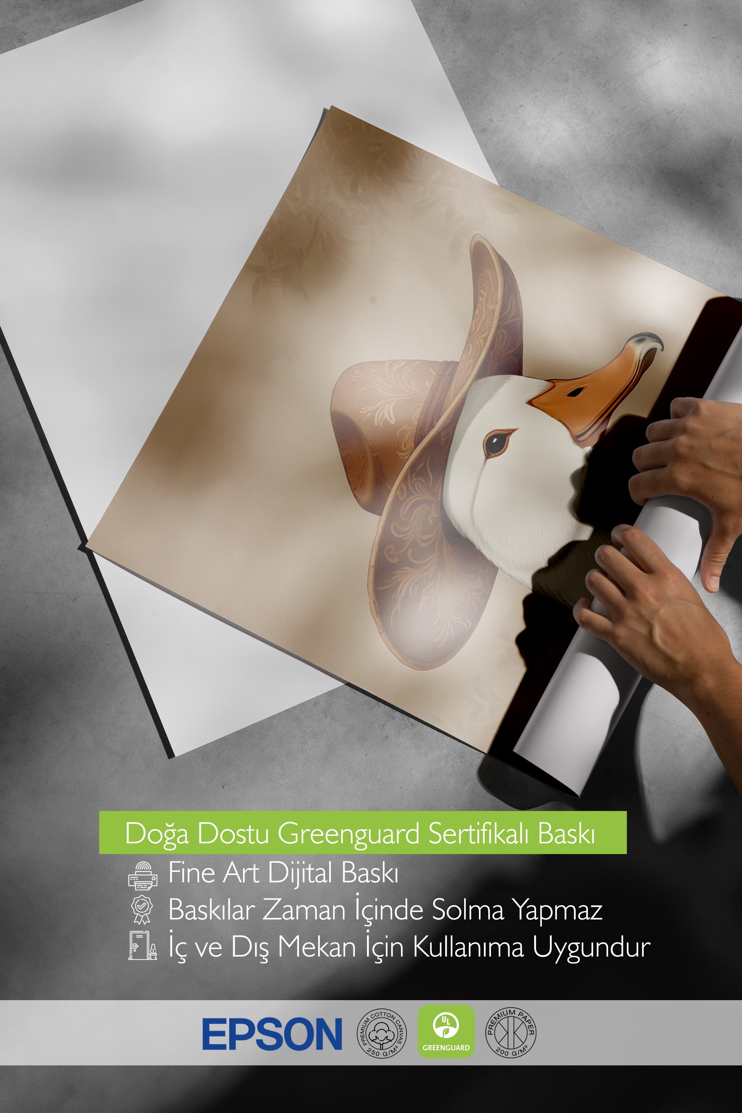 Siyah Çerçeveli Tablo, Silly Cowboy Goose, Comfort Serisi Poster ve Duvar Tablosu, NO:108955