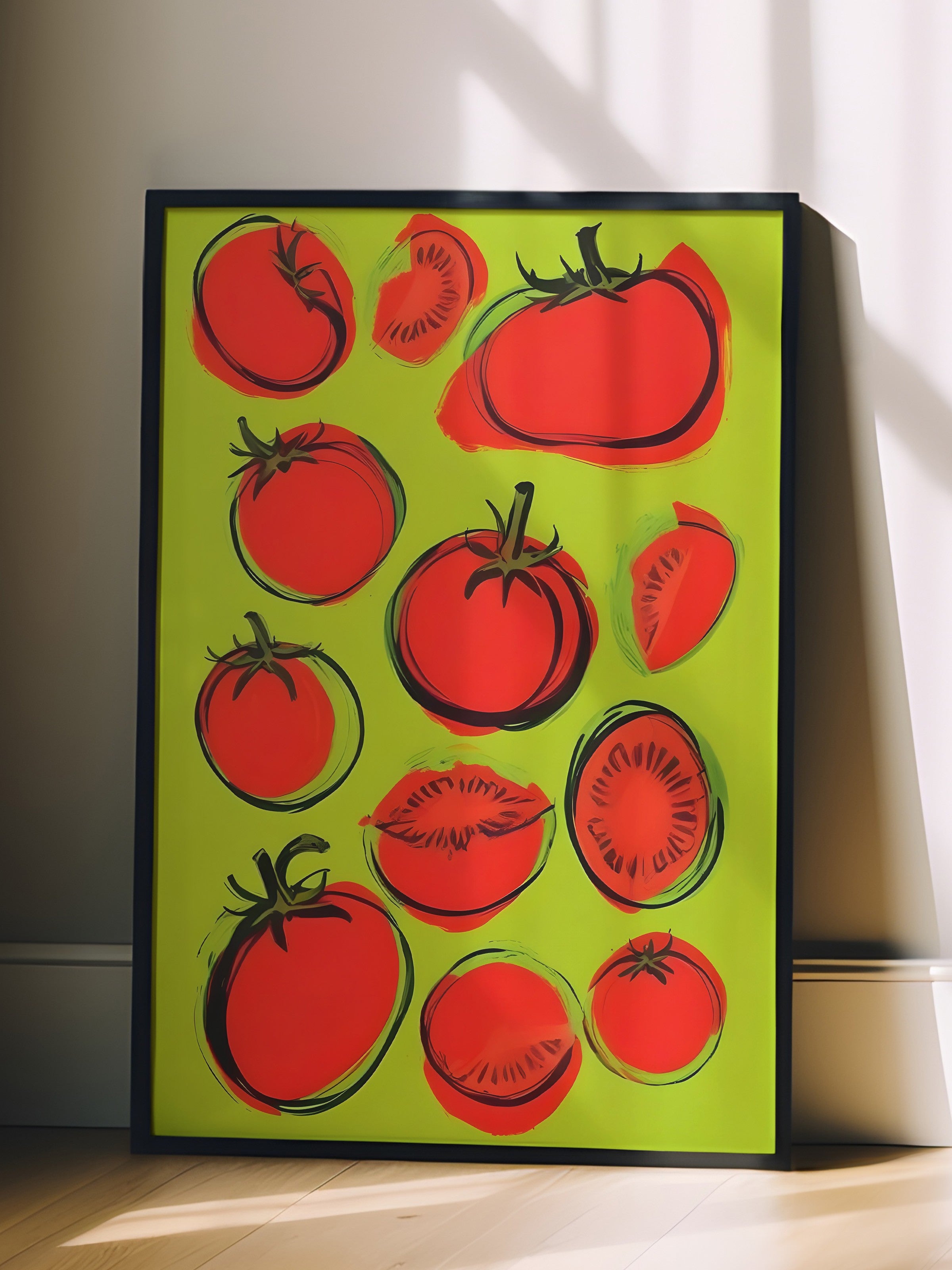 Siyah Çerçeveli Tablo, Tomatoes, Comfort Serisi Mutfak Duvar Tablosu, NO:109099