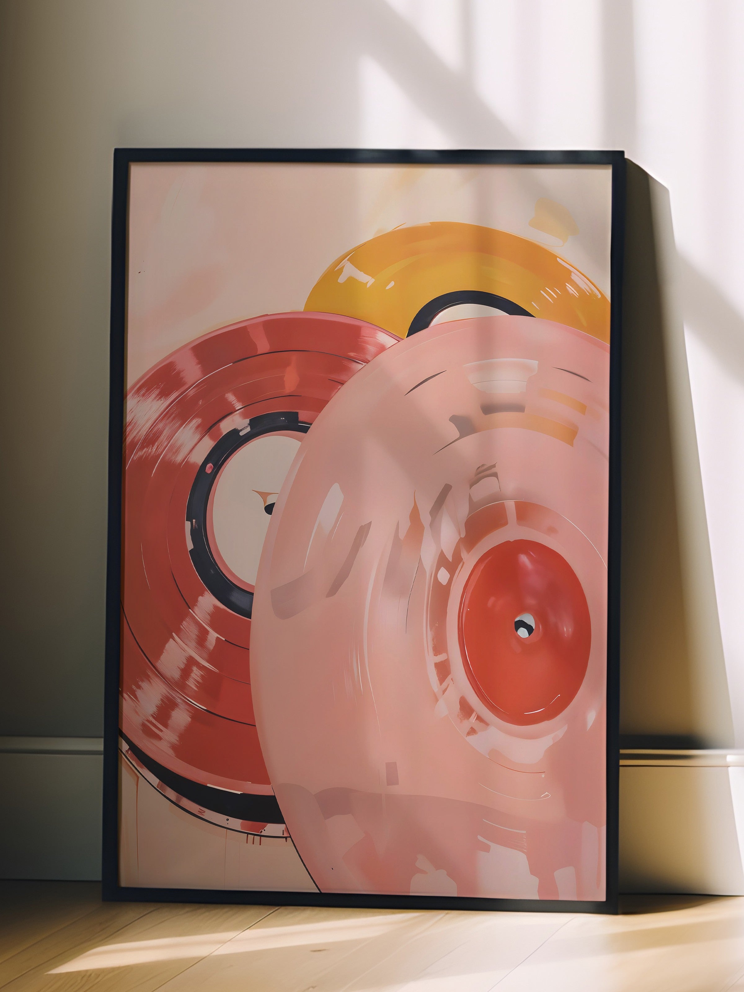 Siyah Çerçeveli Tablo, Vinyl Record, Comfort Serisi Poster ve Duvar Tablosu, NO:108939