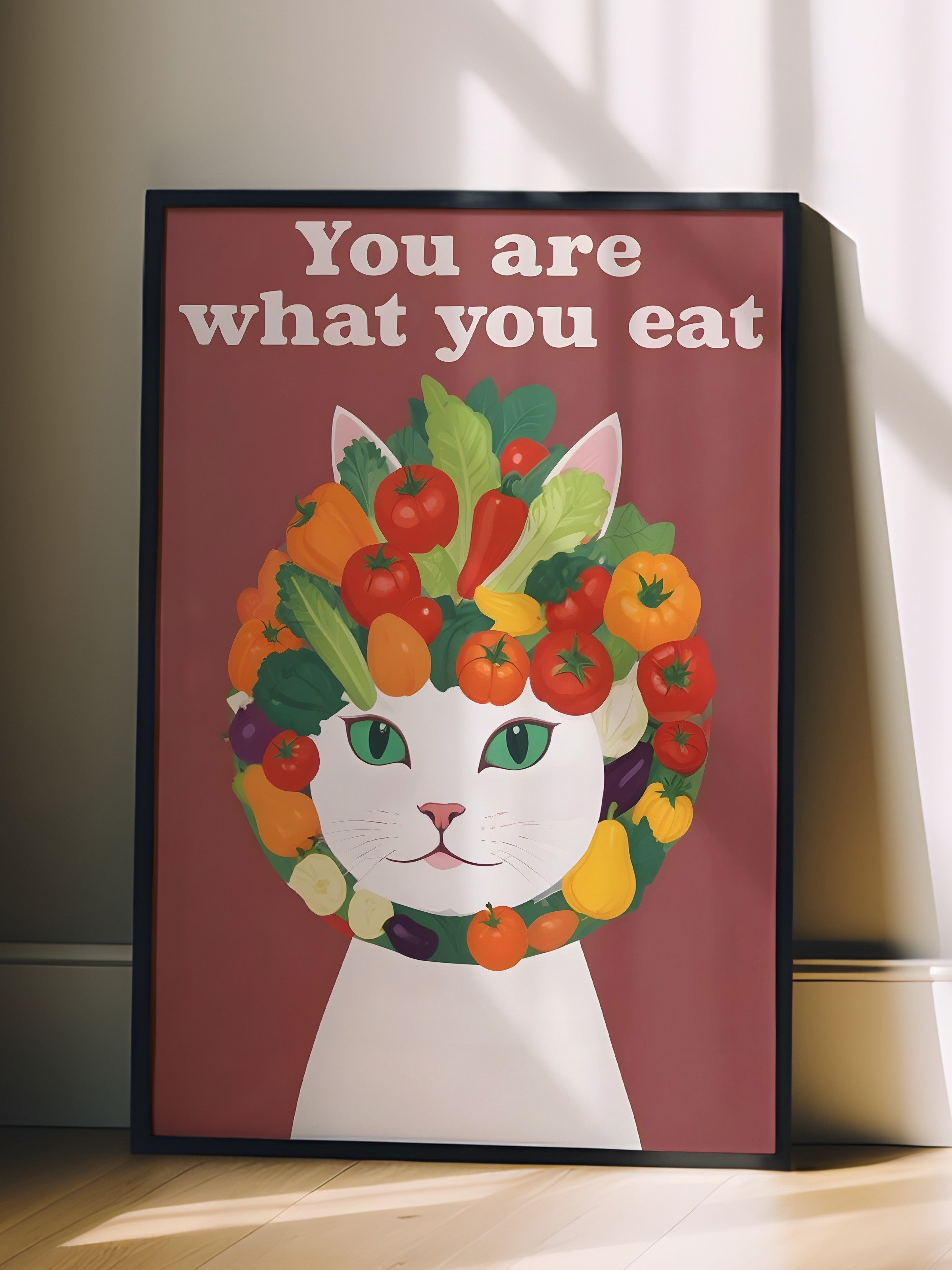 Siyah Çerçeveli Tablo, You Are What You Eat, Comfort Serisi Mutfak Duvar Tablosu, NO:109100