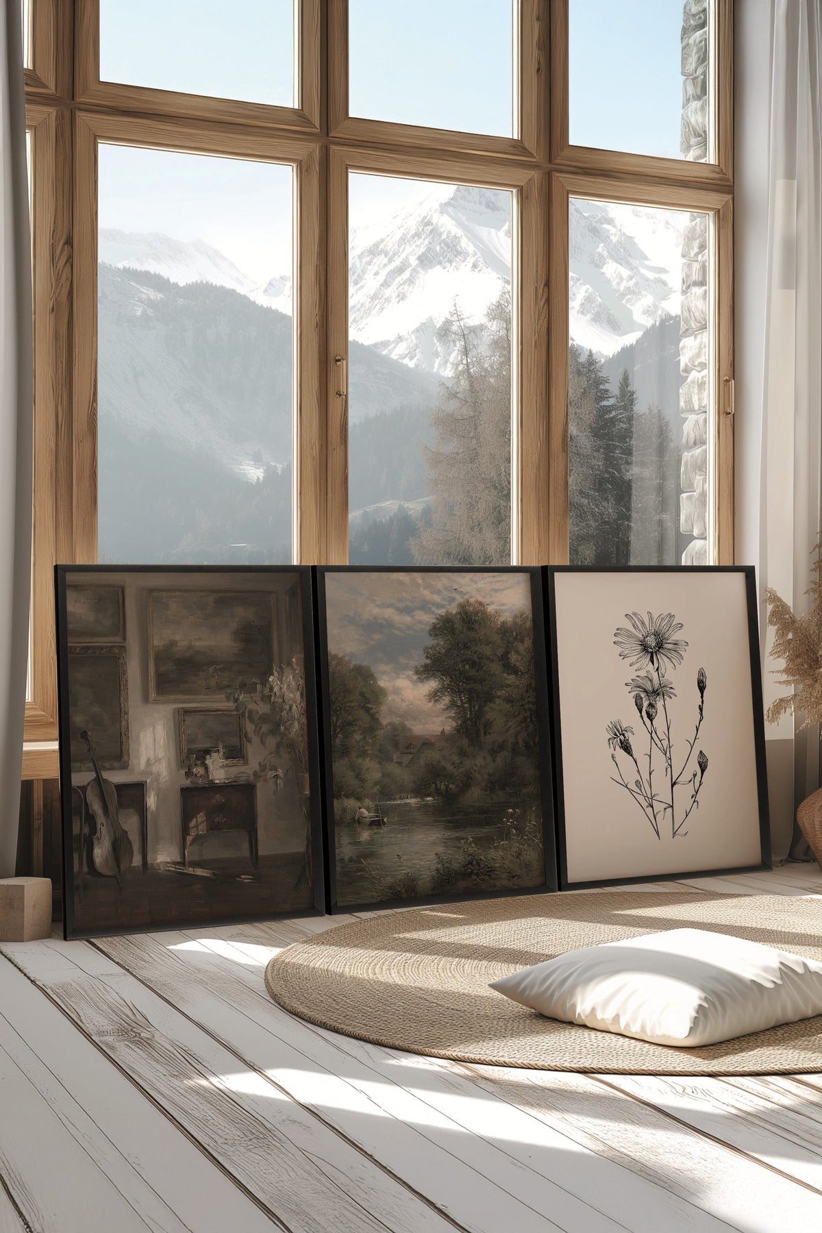 Siyah Tablo Seti, 3 Adet Siyah Çerçeveli Poster landscape Model No:300870, Duvar Dekoru