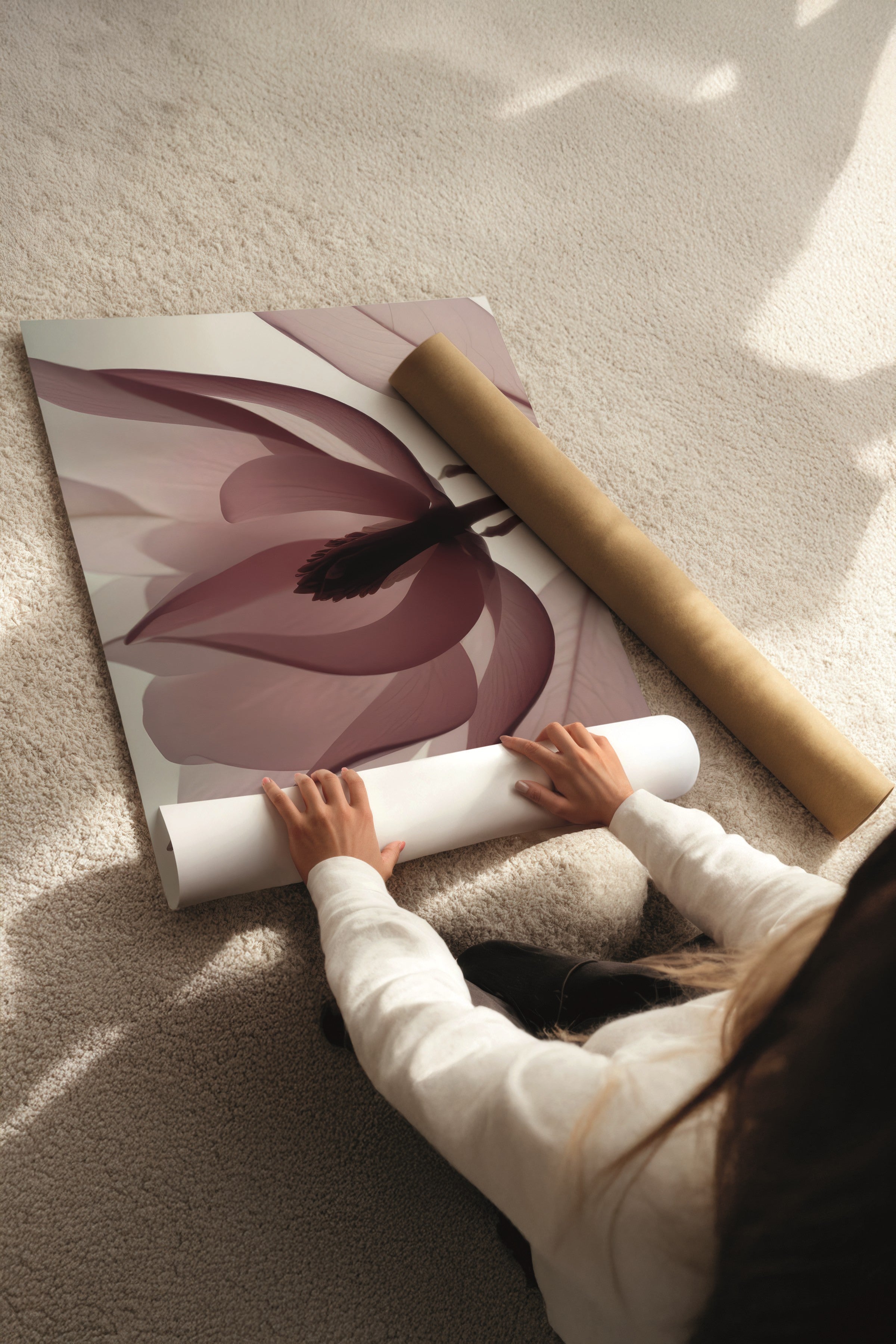 Siyah Tablo Seti, 3 Adet Siyah Çerçeveli Poster Vivid Flower Model No:300800, Kırmızı Duvar Dekoru