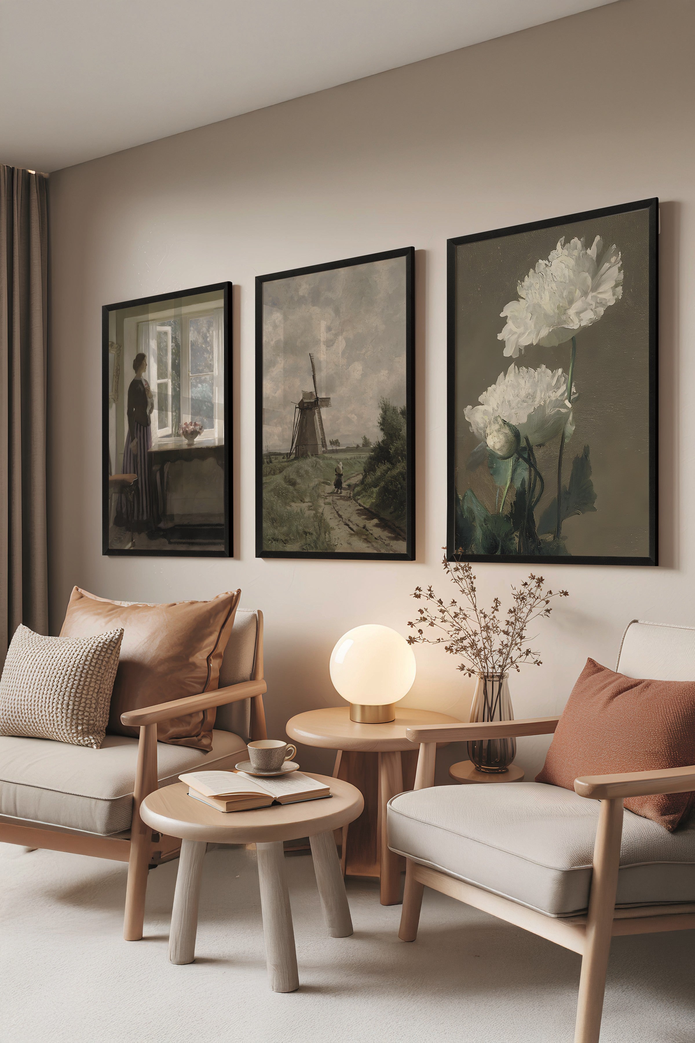 Siyah Tablo Seti, 3 Adet Siyah Çerçeveli Poster Waiting Model No:300872, Multicolor Duvar Dekoru