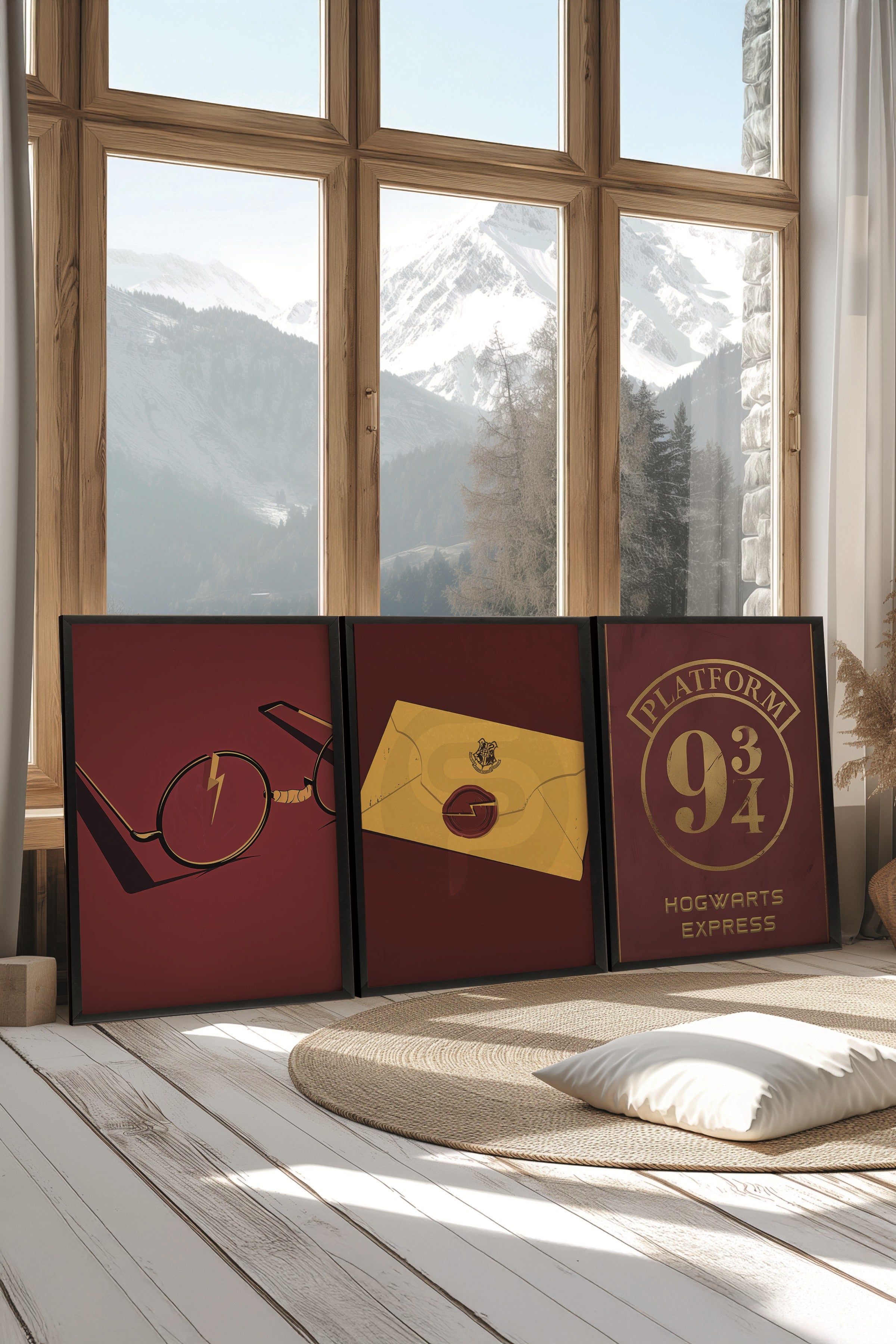 Siyah Tablo Seti, 3 Adet Siyah Çerçeveli Poster Wizard-HP Model No:300819, Duvar Dekoru