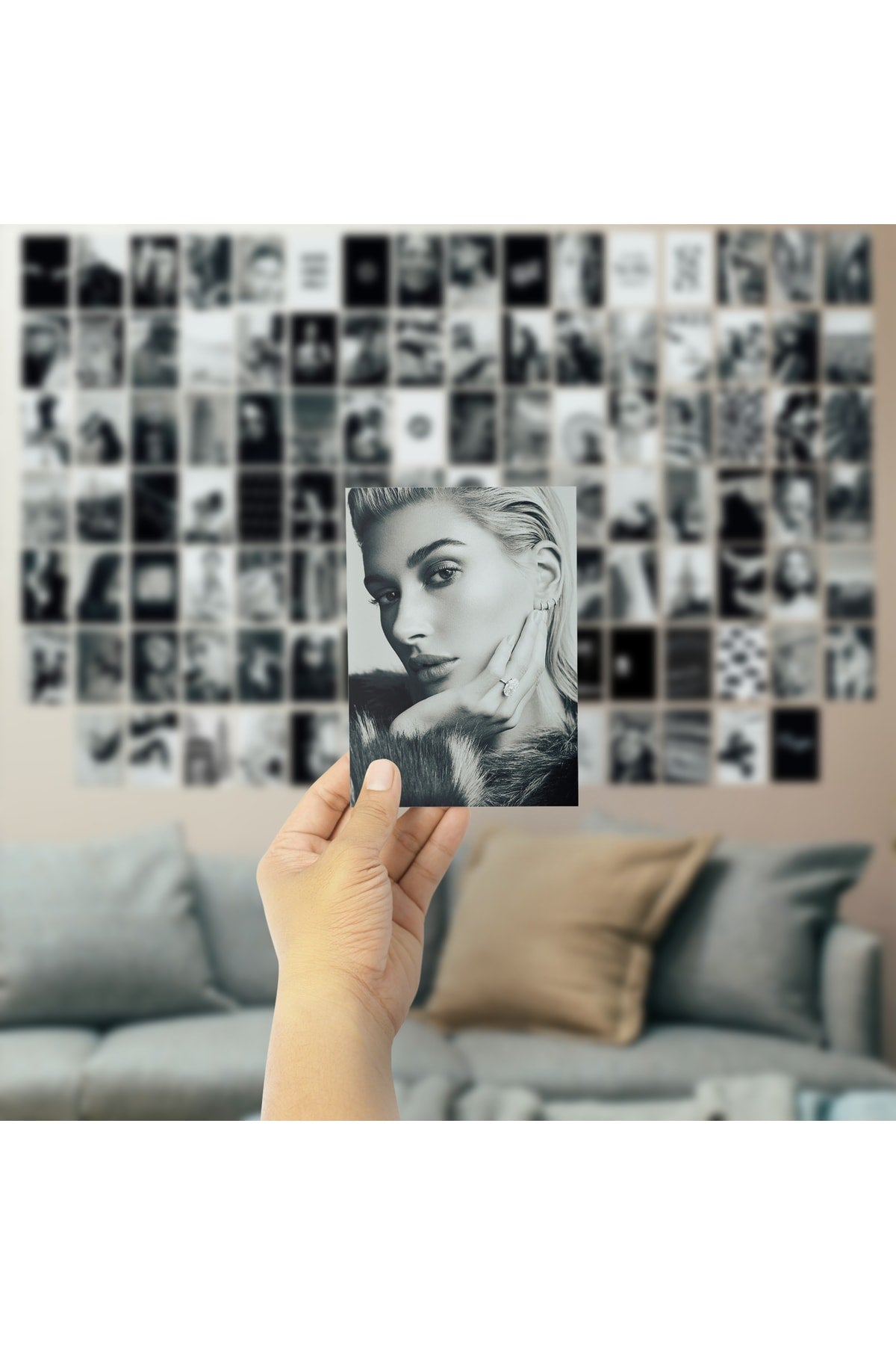 Siyah Ve Beyaz Duvar Posteri Kolaj Set - Arkası Yapışkanlı - 110 Adet - Poster Seti - 10cm*15cm