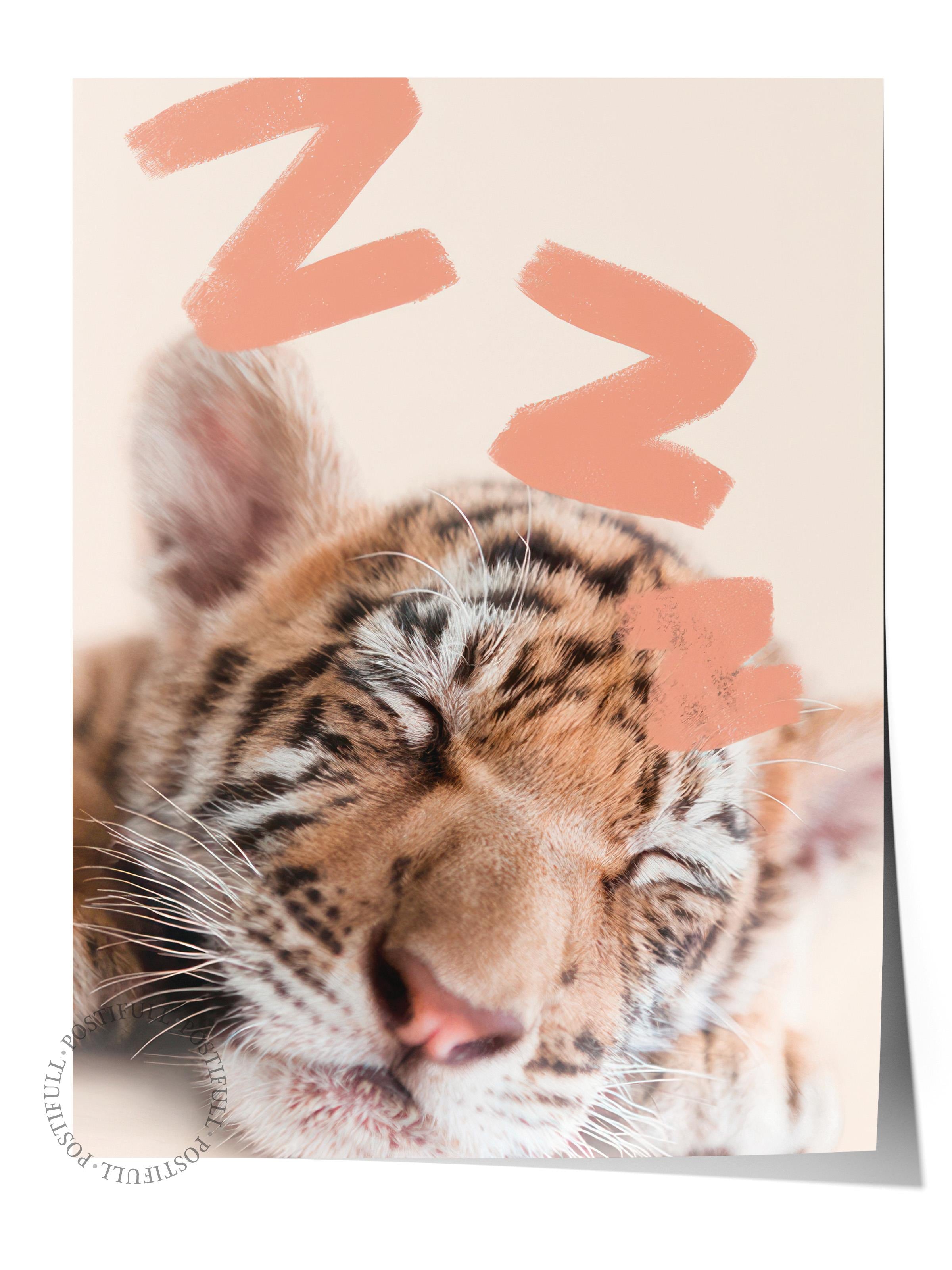 Sleeping Baby Tiger Poster, Çerçevesiz Duvar Posteri, Dikey Duvar Tablosu Comfort Serisi NO:108441