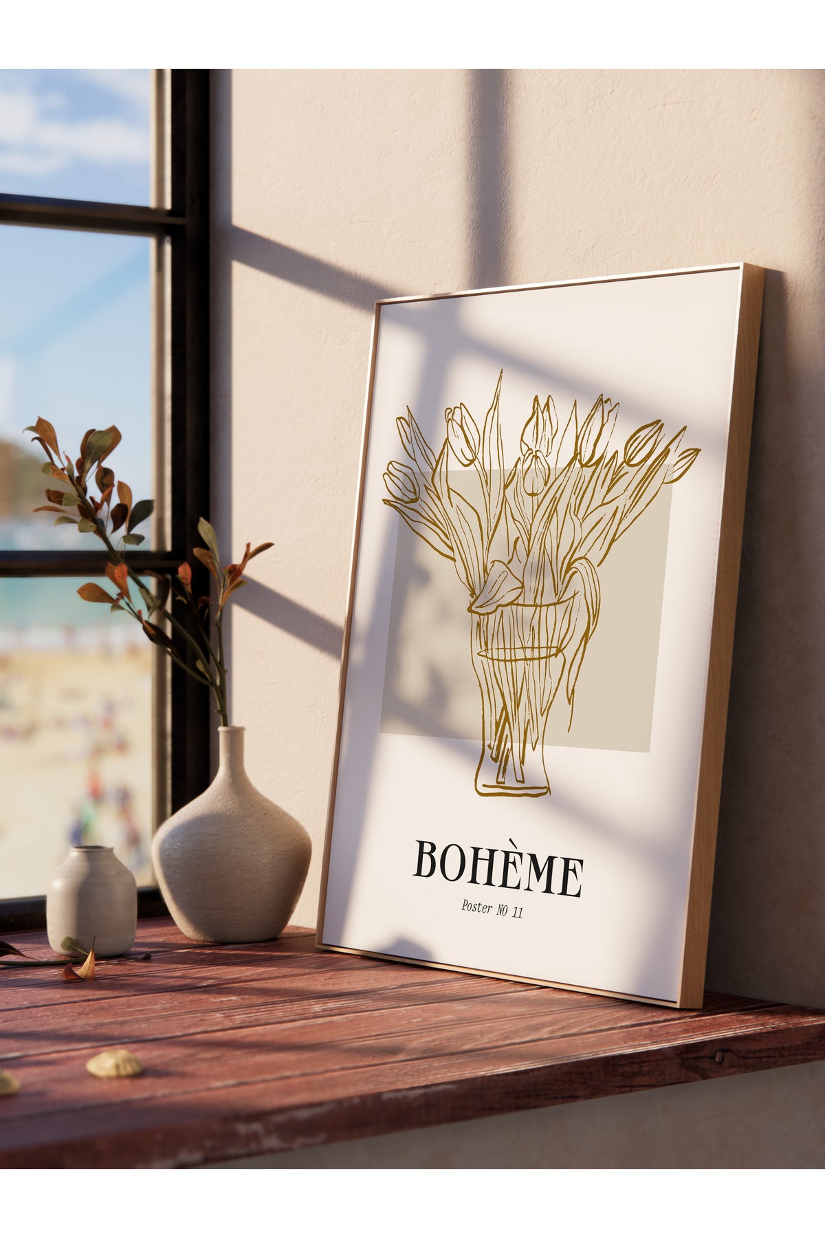 Soft Bohem Duvar Posteri, İskandinav Temalı Çerçevesiz Poster - Yatak Odası, Salon Duvar Dekoru