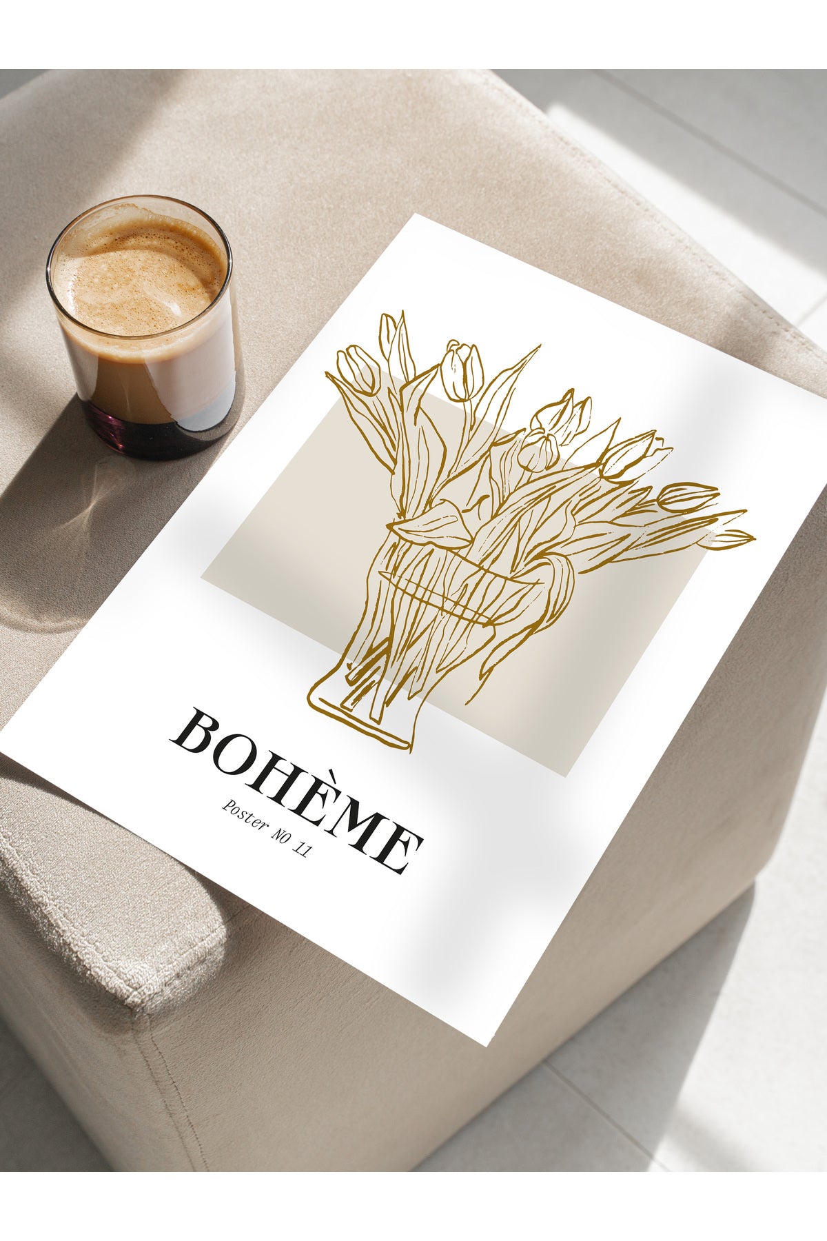 Soft Bohem Duvar Posteri, İskandinav Temalı Çerçevesiz Poster - Yatak Odası, Salon Duvar Dekoru