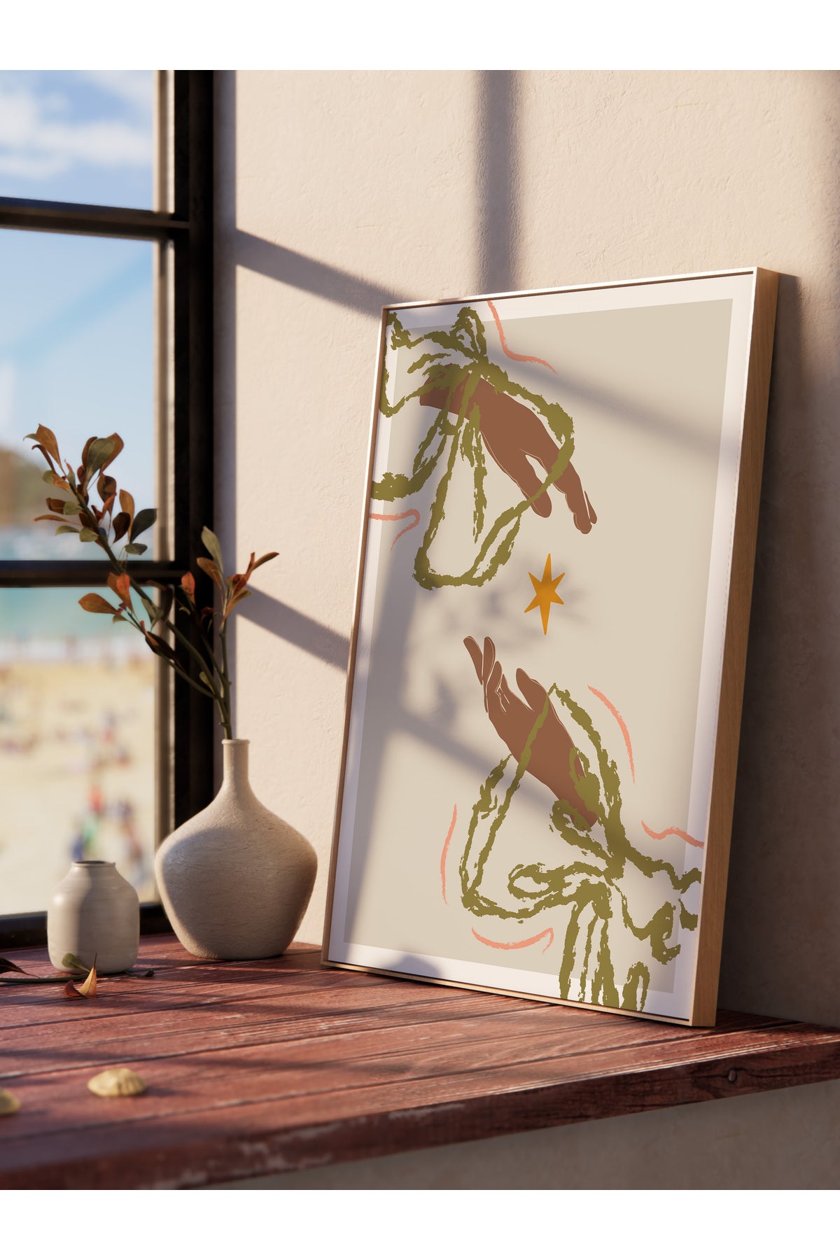 Soft Bohem Duvar Posteri, İskandinav Temalı Çerçevesiz Poster - Yatak Odası, Salon Duvar Dekoru