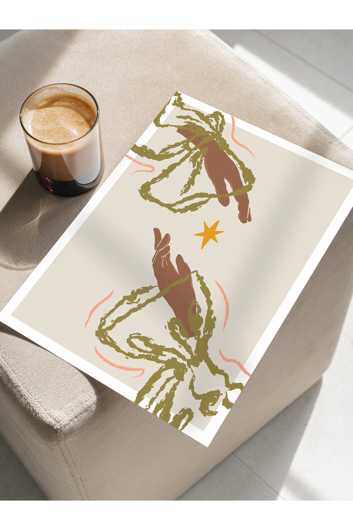 Soft Bohem Duvar Posteri, İskandinav Temalı Çerçevesiz Poster - Yatak Odası, Salon Duvar Dekoru