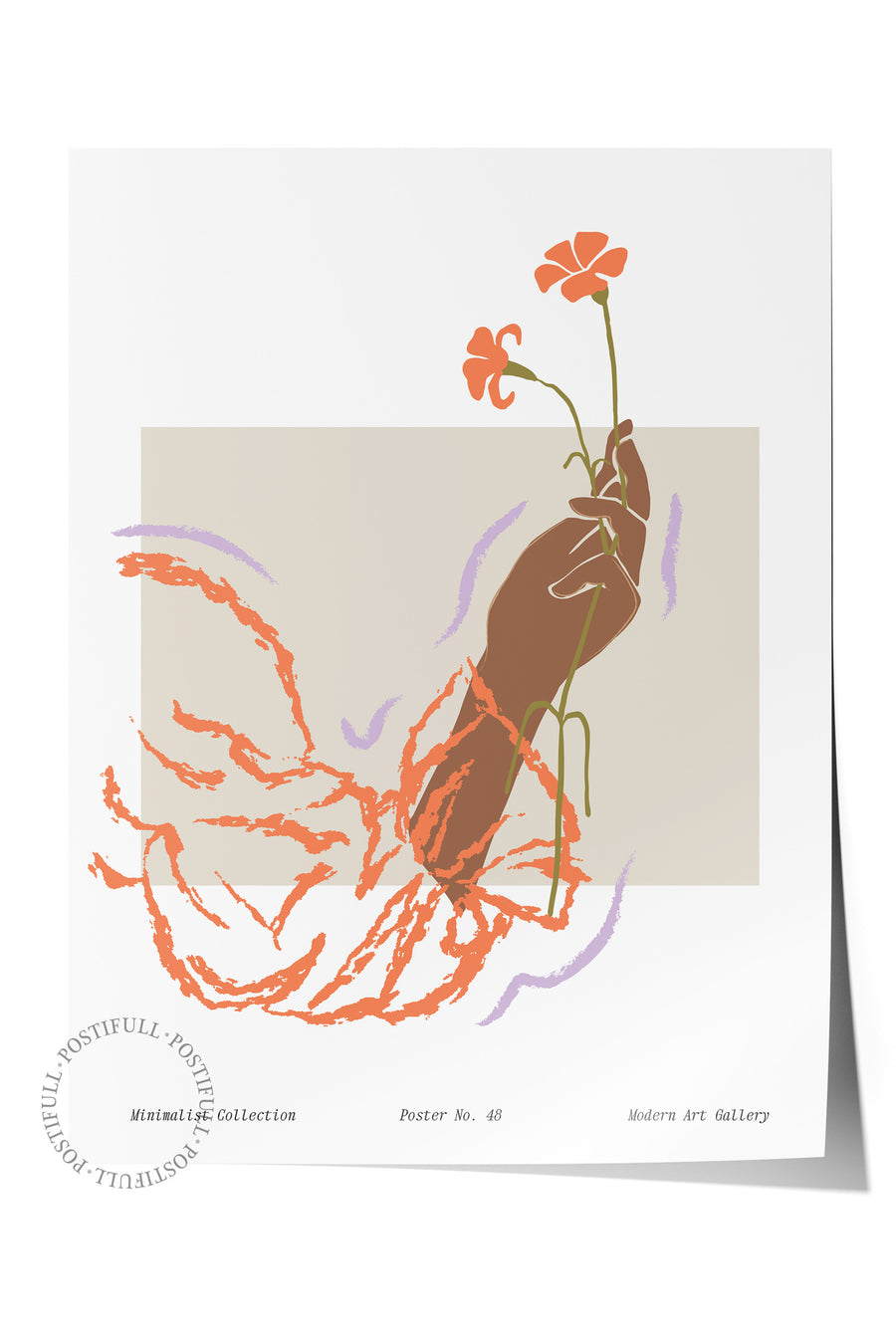 Çiçek Tutan El İllüstrasyonu Bohem & Boho Çerçevesiz Poster