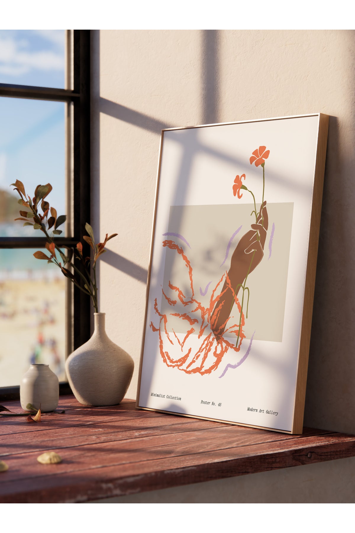 Soft Bohem Duvar Posteri, İskandinav Temalı Çerçevesiz Poster - Yatak Odası, Salon Duvar Dekoru