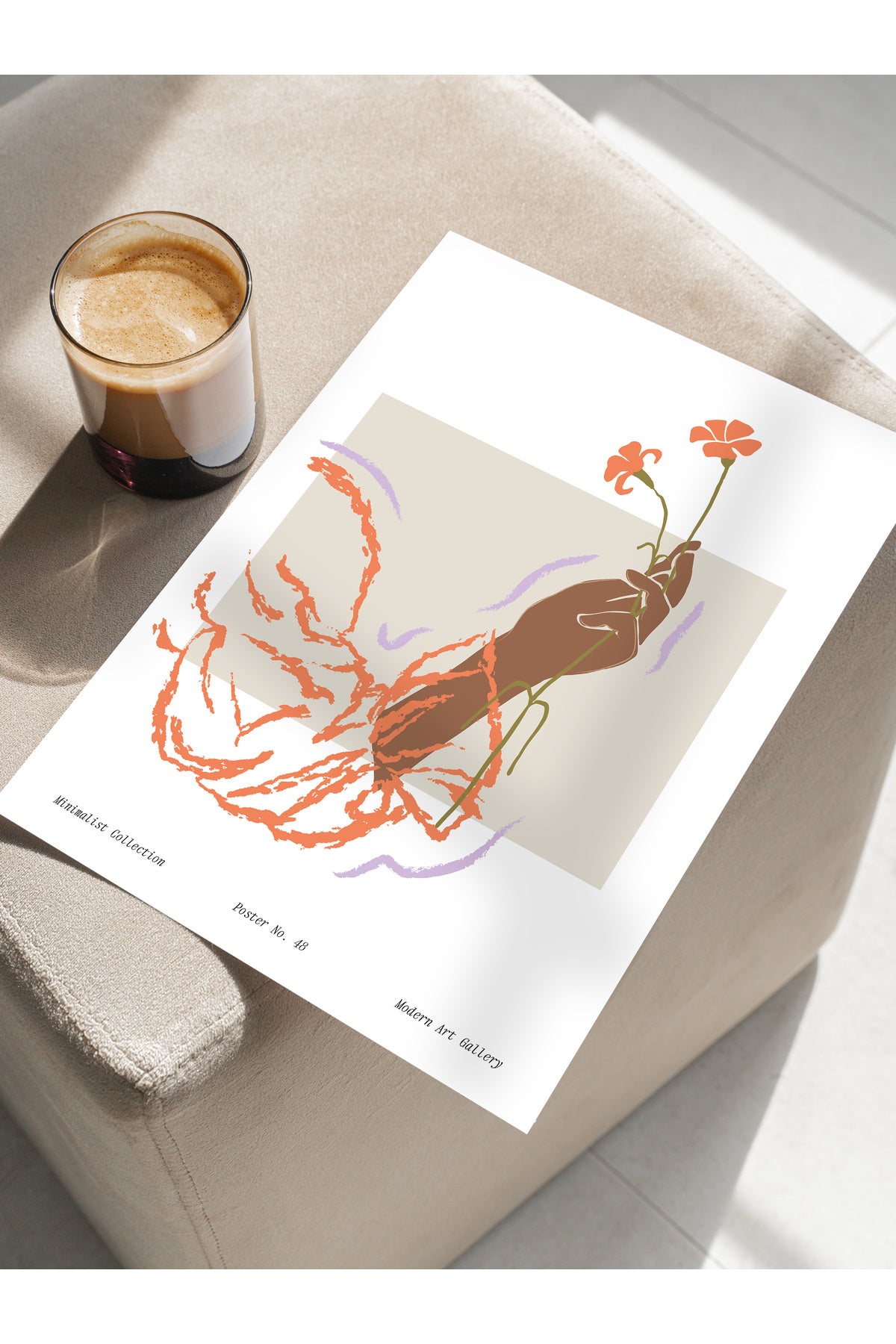 Soft Bohem Duvar Posteri, İskandinav Temalı Çerçevesiz Poster - Yatak Odası, Salon Duvar Dekoru