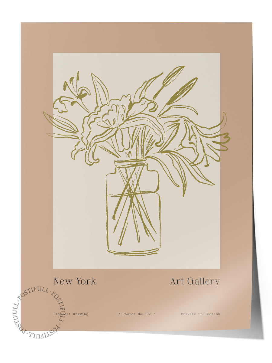 Çizim Çiçek Vazosu Bohem & Boho Çerçevesiz Poster