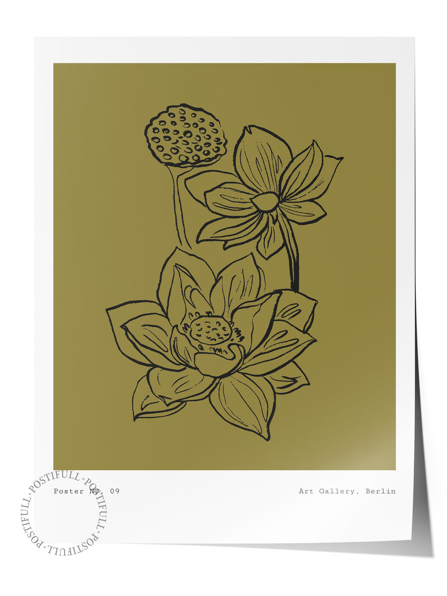 Lotus Çiçeği Tasviri Bohem & Boho Çerçevesiz Poster