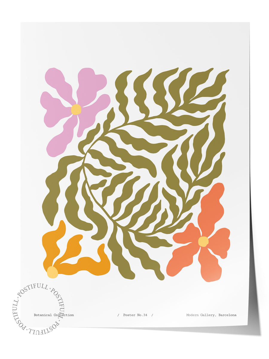 Botanik Desen Bohem & Boho Çerçevesiz Poster