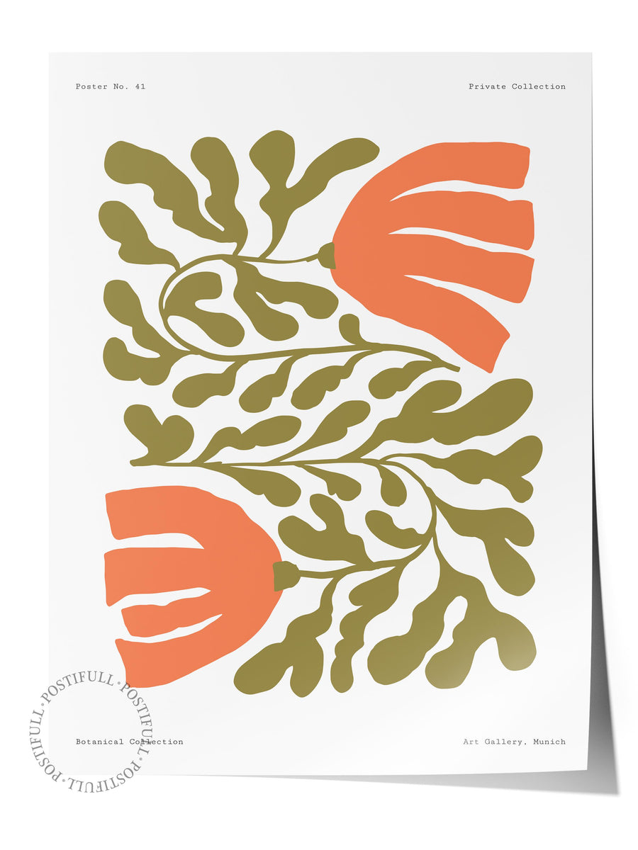 Farklı Tonlarda Botanik Desen Bohem & Boho Çerçevesiz Poster