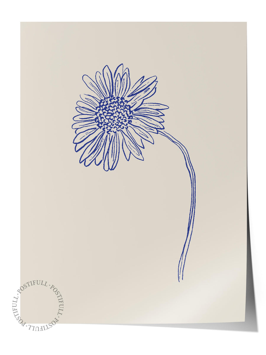 Tek Çizgili Çiçek Bohem & Boho Çerçevesiz Poster