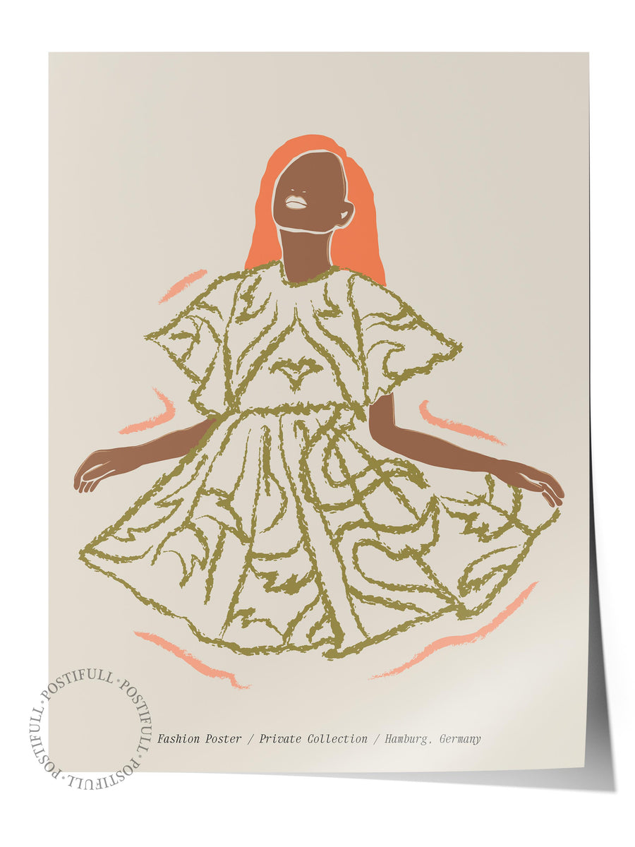 Kadın Figürü ve Desenli Elbise Bohem & Boho Çerçevesiz Poster