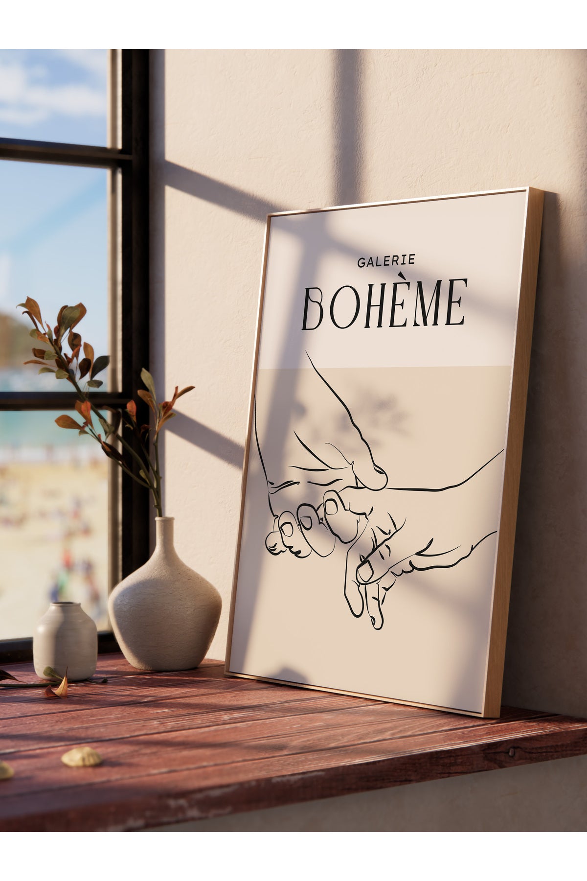 Soft Boho Çerçevesiz Duvar Posteri, İskandinav Temalı Poster - Salon, Mutfak ve Yatak Odası Dekoru