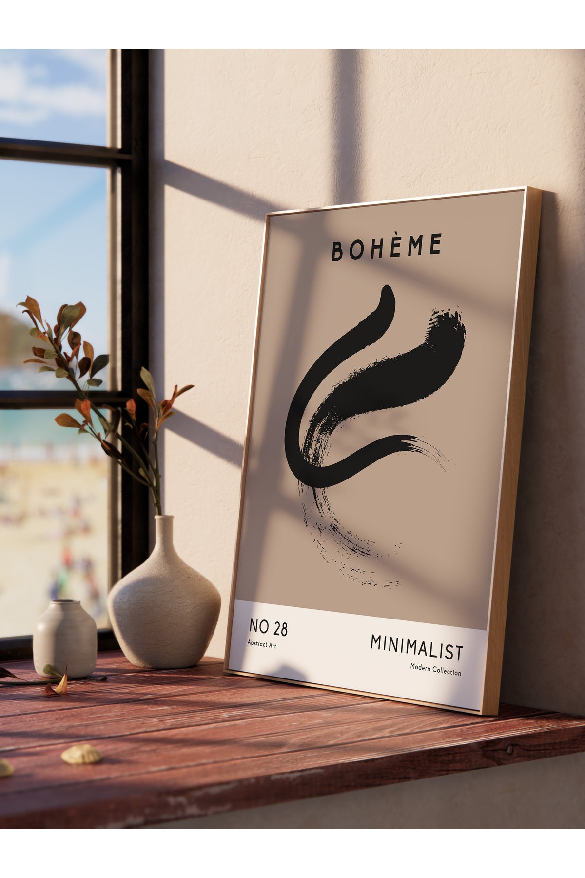 Soft Boho Çerçevesiz Duvar Posteri, İskandinav Temalı Poster - Salon, Mutfak ve Yatak Odası Dekoru