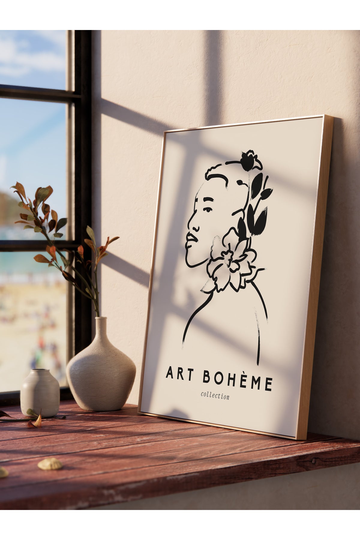 Soft Boho Çerçevesiz Duvar Posteri, İskandinav Temalı Poster - Salon, Mutfak ve Yatak Odası Dekoru