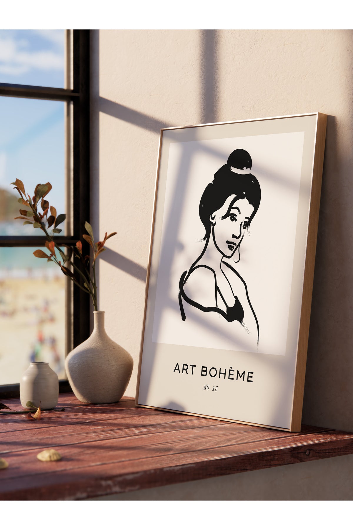Soft Boho Çerçevesiz Duvar Posteri, İskandinav Temalı Poster - Salon, Mutfak ve Yatak Odası Dekoru