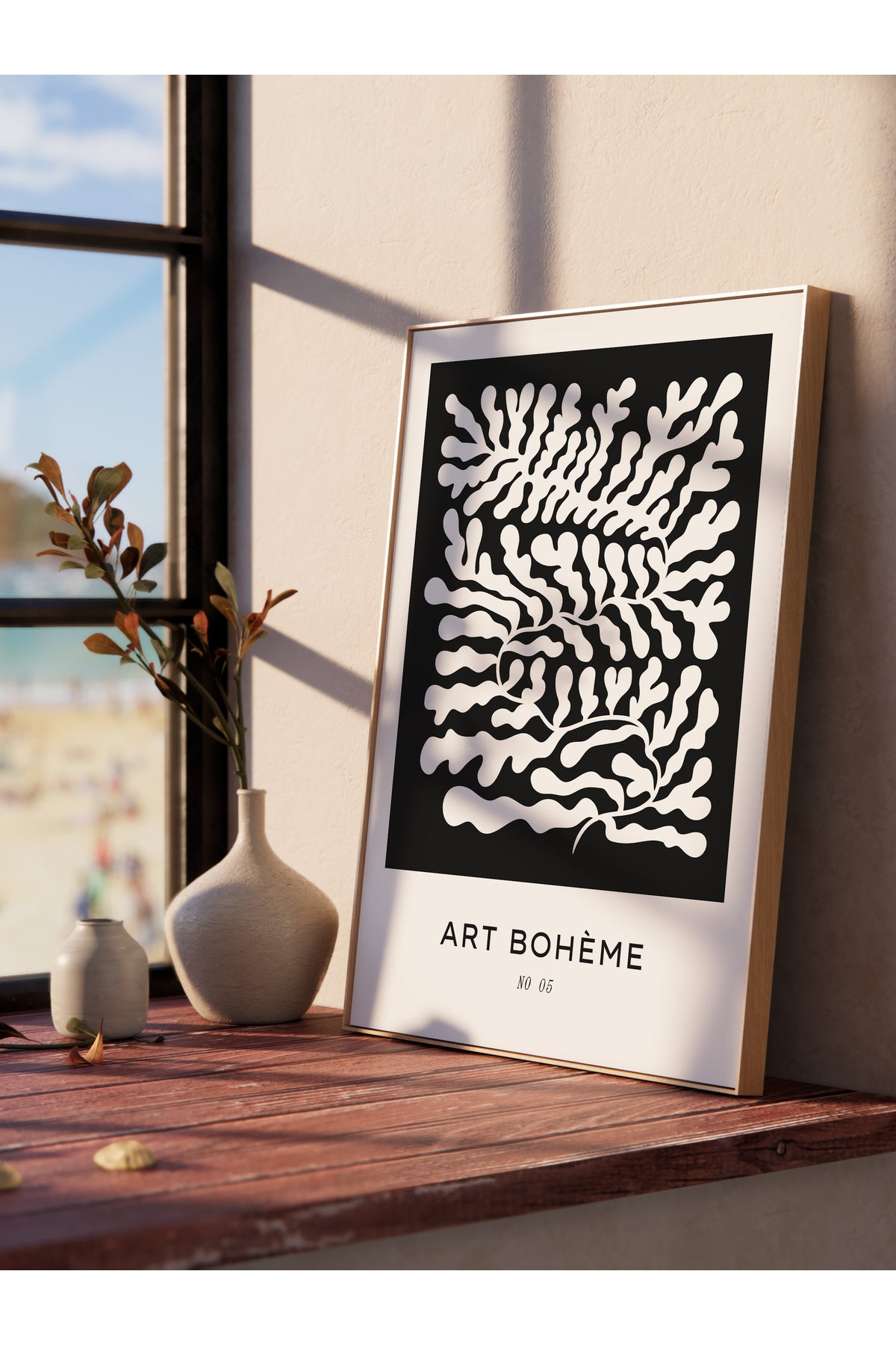Soft Boho Çerçevesiz Duvar Posteri, İskandinav Temalı Poster - Salon, Mutfak ve Yatak Odası Dekoru
