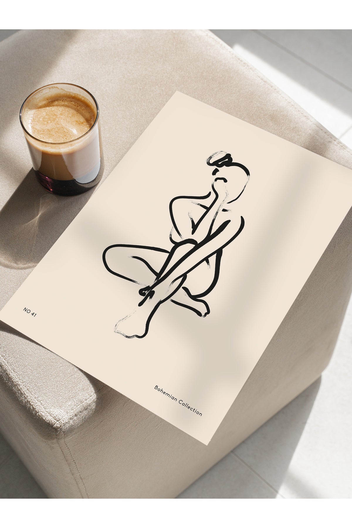 Soft Boho Çerçevesiz Duvar Posteri, İskandinav Temalı Poster - Salon, Mutfak ve Yatak Odası Dekoru