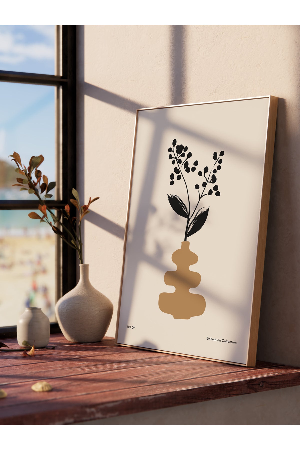 Soft Boho Çerçevesiz Duvar Posteri, İskandinav Temalı Poster - Salon, Mutfak ve Yatak Odası Dekoru