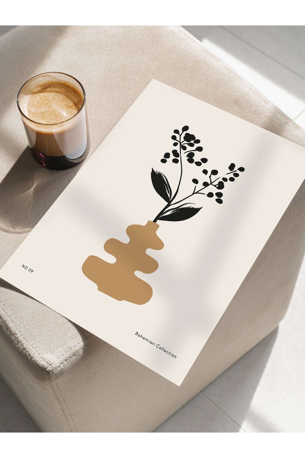 Soft Boho Çerçevesiz Duvar Posteri, İskandinav Temalı Poster - Salon, Mutfak ve Yatak Odası Dekoru