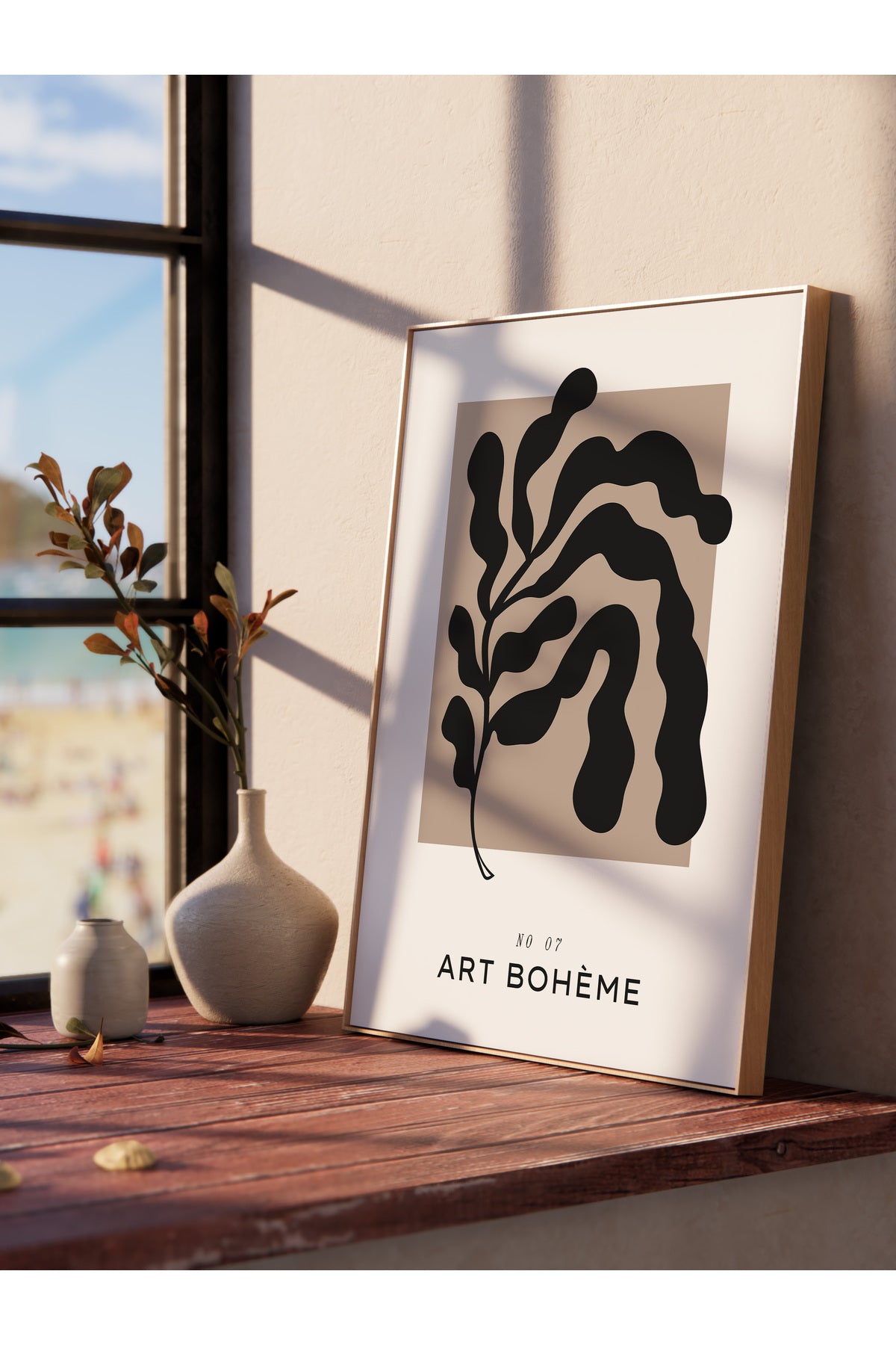 Soft Boho Çerçevesiz Duvar Posteri, İskandinav Temalı Poster - Salon, Mutfak ve Yatak Odası Dekoru