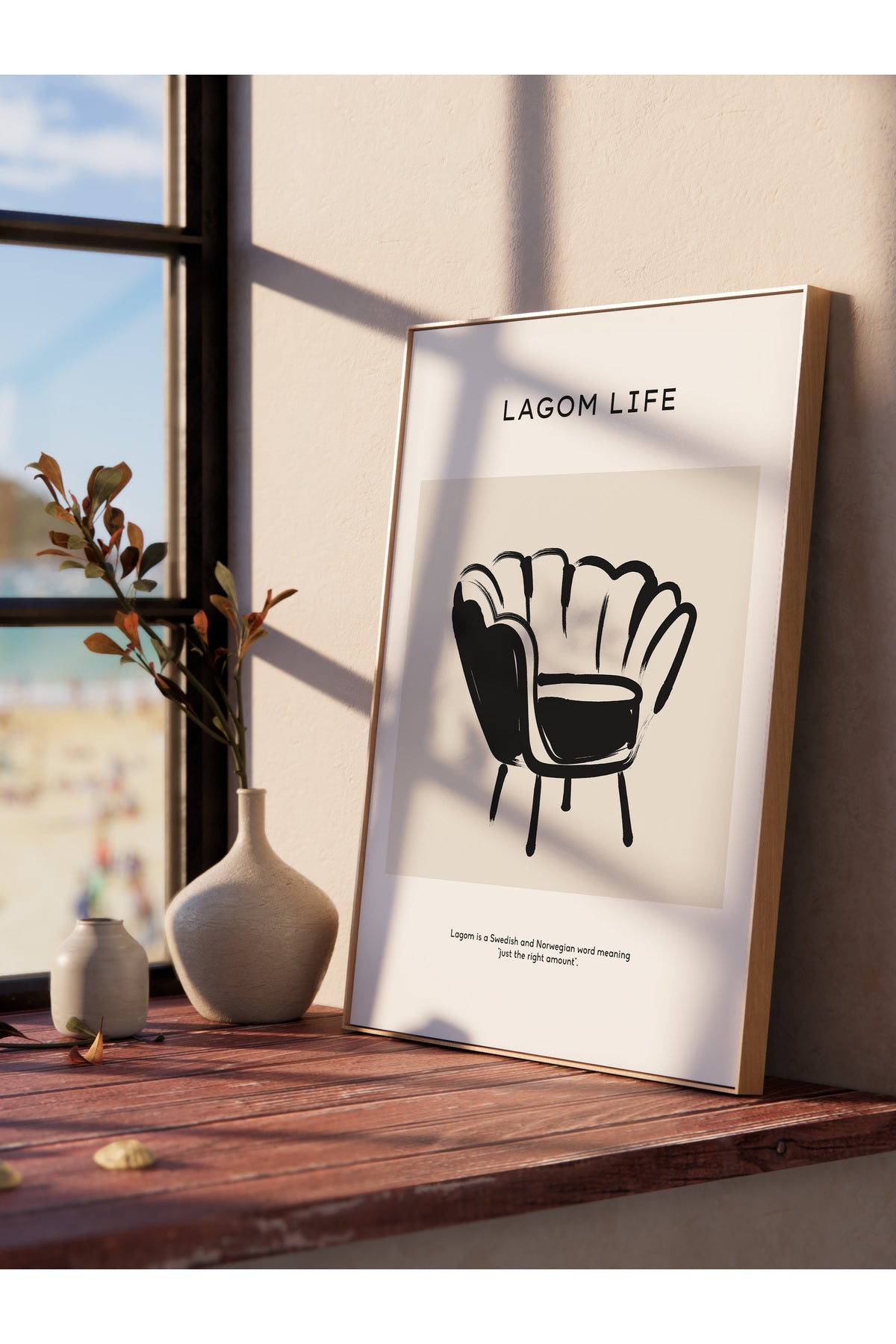 Soft Boho Çerçevesiz Duvar Posteri, İskandinav Temalı Poster - Salon, Mutfak ve Yatak Odası Dekoru