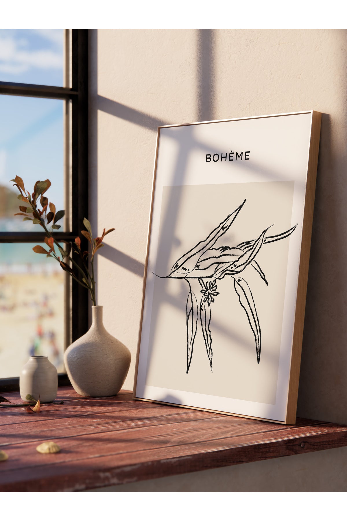 Soft Boho Çerçevesiz Duvar Posteri, İskandinav Temalı Poster - Salon, Mutfak ve Yatak Odası Dekoru