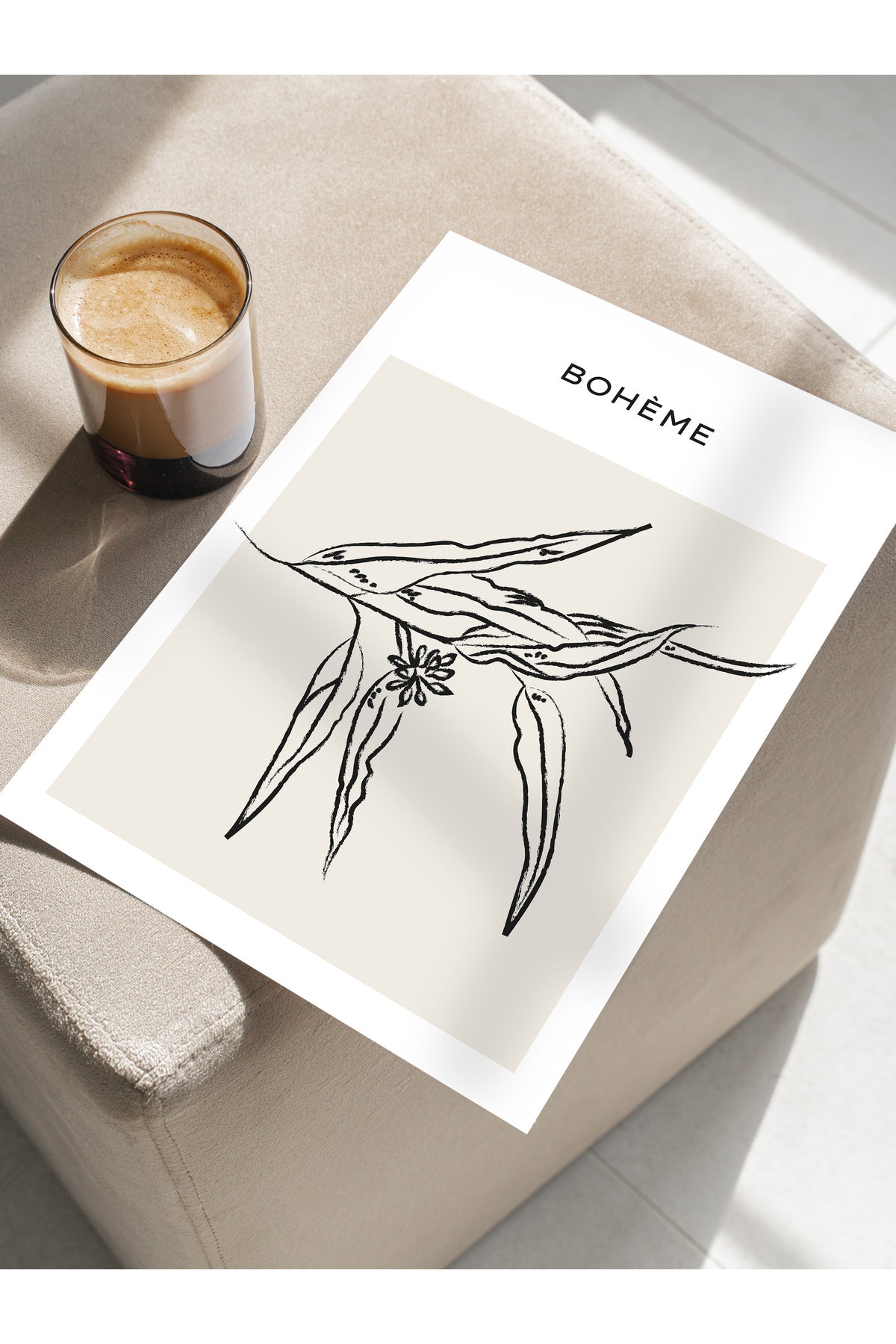 Soft Boho Çerçevesiz Duvar Posteri, İskandinav Temalı Poster - Salon, Mutfak ve Yatak Odası Dekoru