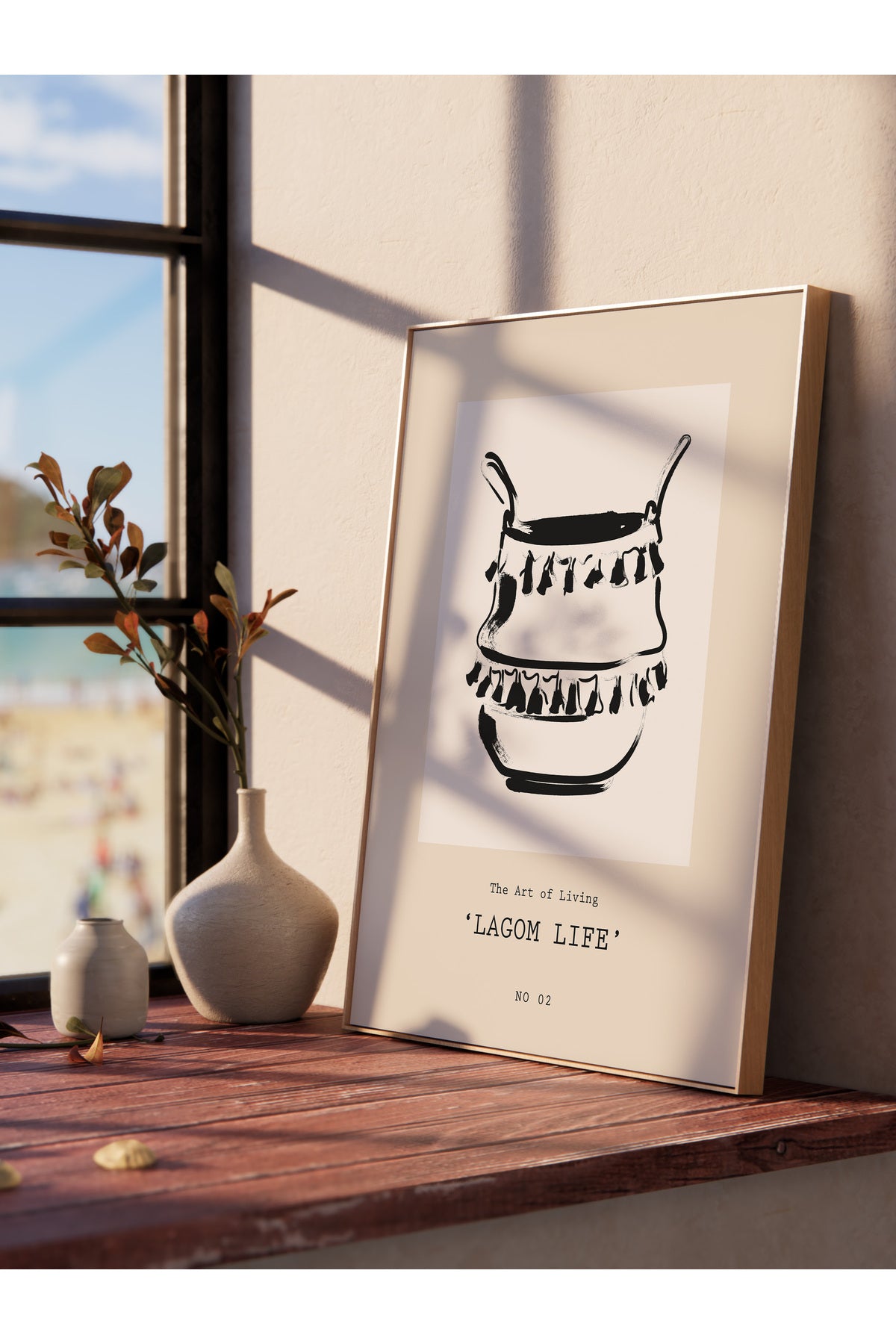 Soft Boho Çerçevesiz Duvar Posteri, İskandinav Temalı Poster - Salon, Mutfak ve Yatak Odası Dekoru