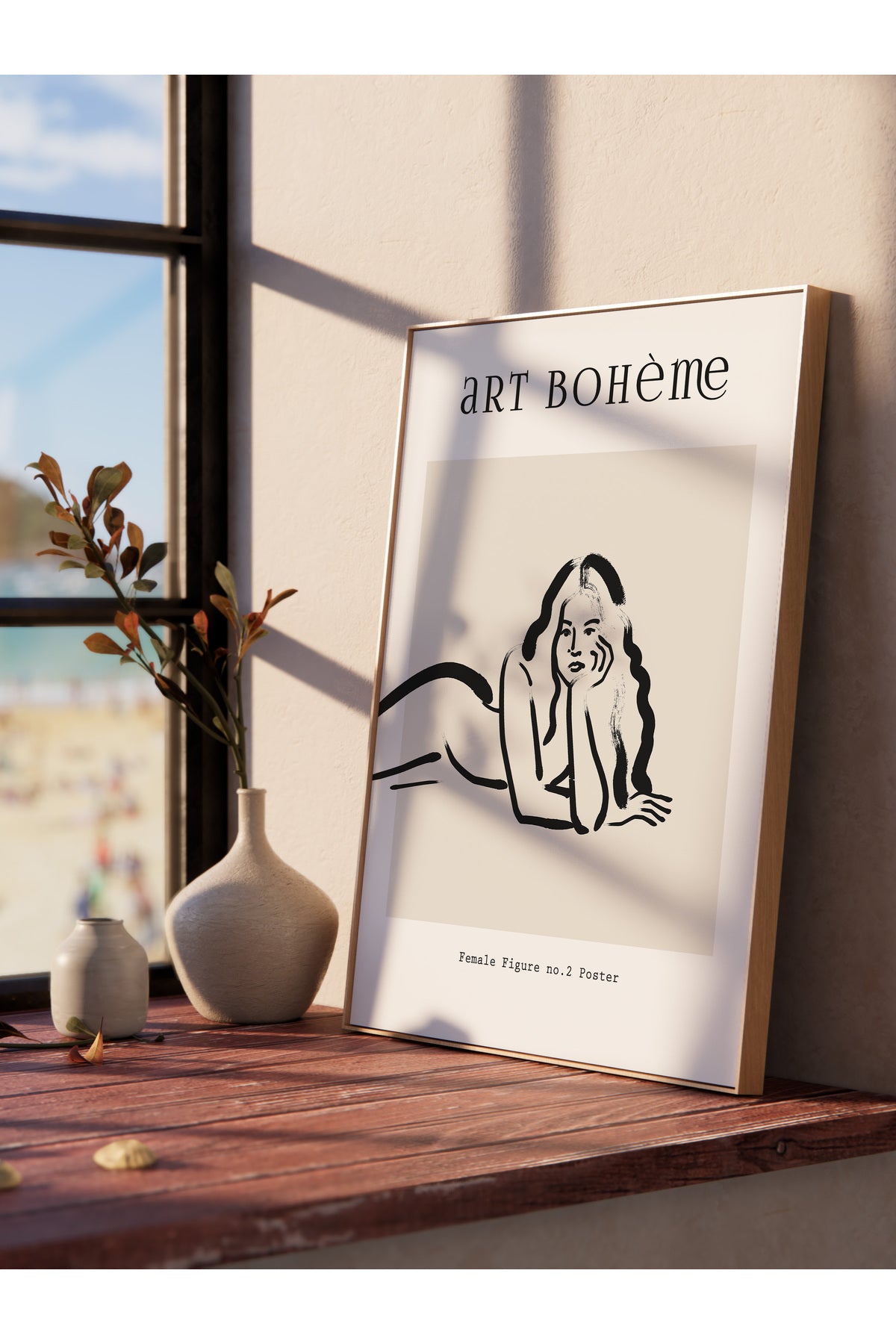 Soft Boho Çerçevesiz Duvar Posteri, İskandinav Temalı Poster - Salon, Mutfak ve Yatak Odası Dekoru