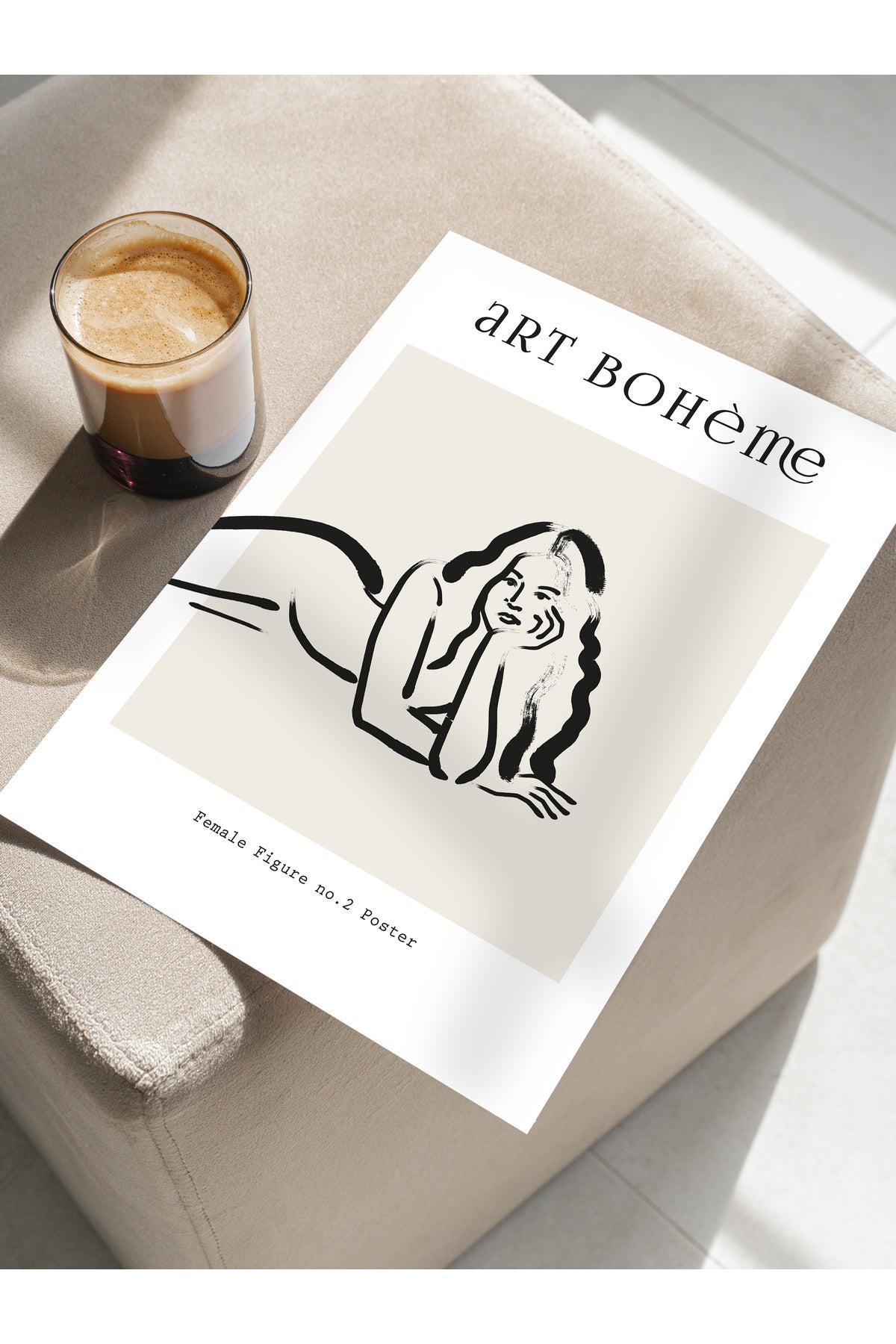 Soft Boho Çerçevesiz Duvar Posteri, İskandinav Temalı Poster - Salon, Mutfak ve Yatak Odası Dekoru