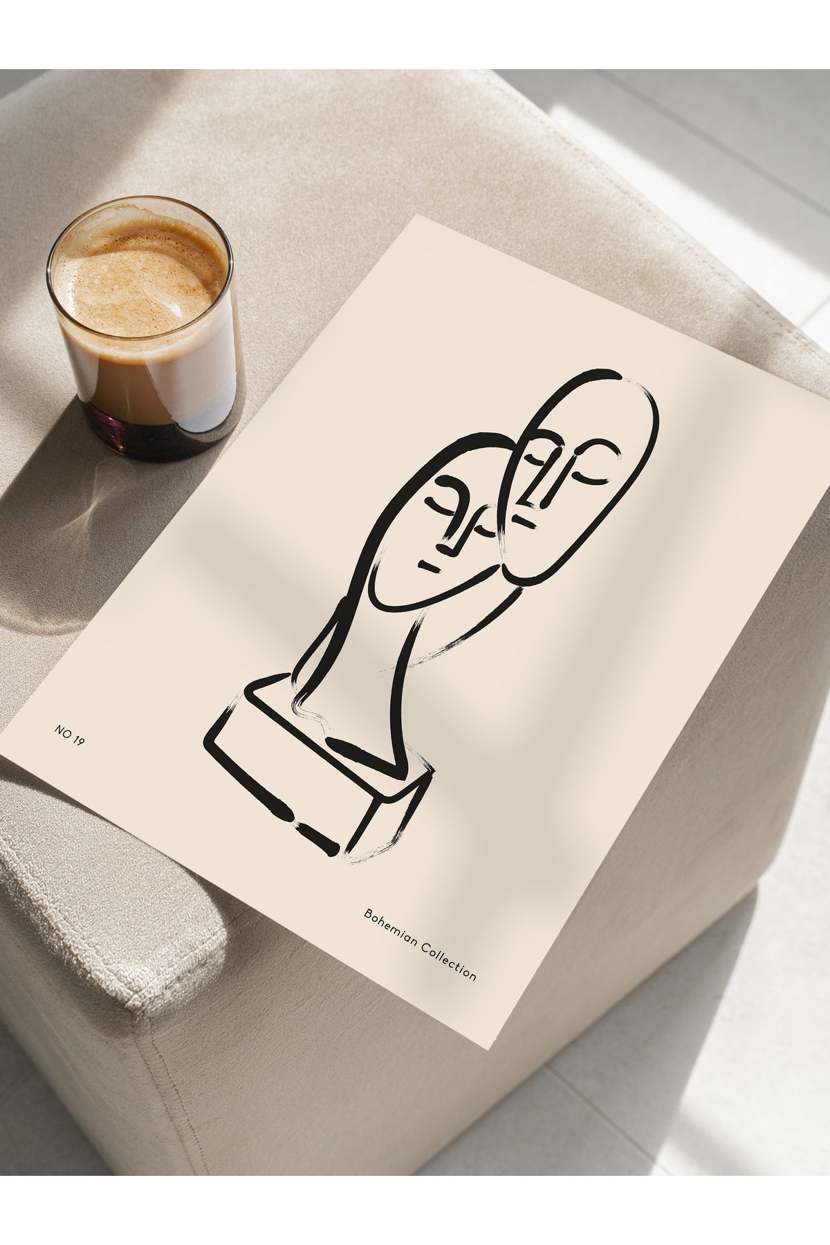 Soft Boho Çerçevesiz Duvar Posteri, İskandinav Temalı Poster - Salon, Mutfak ve Yatak Odası Dekoru