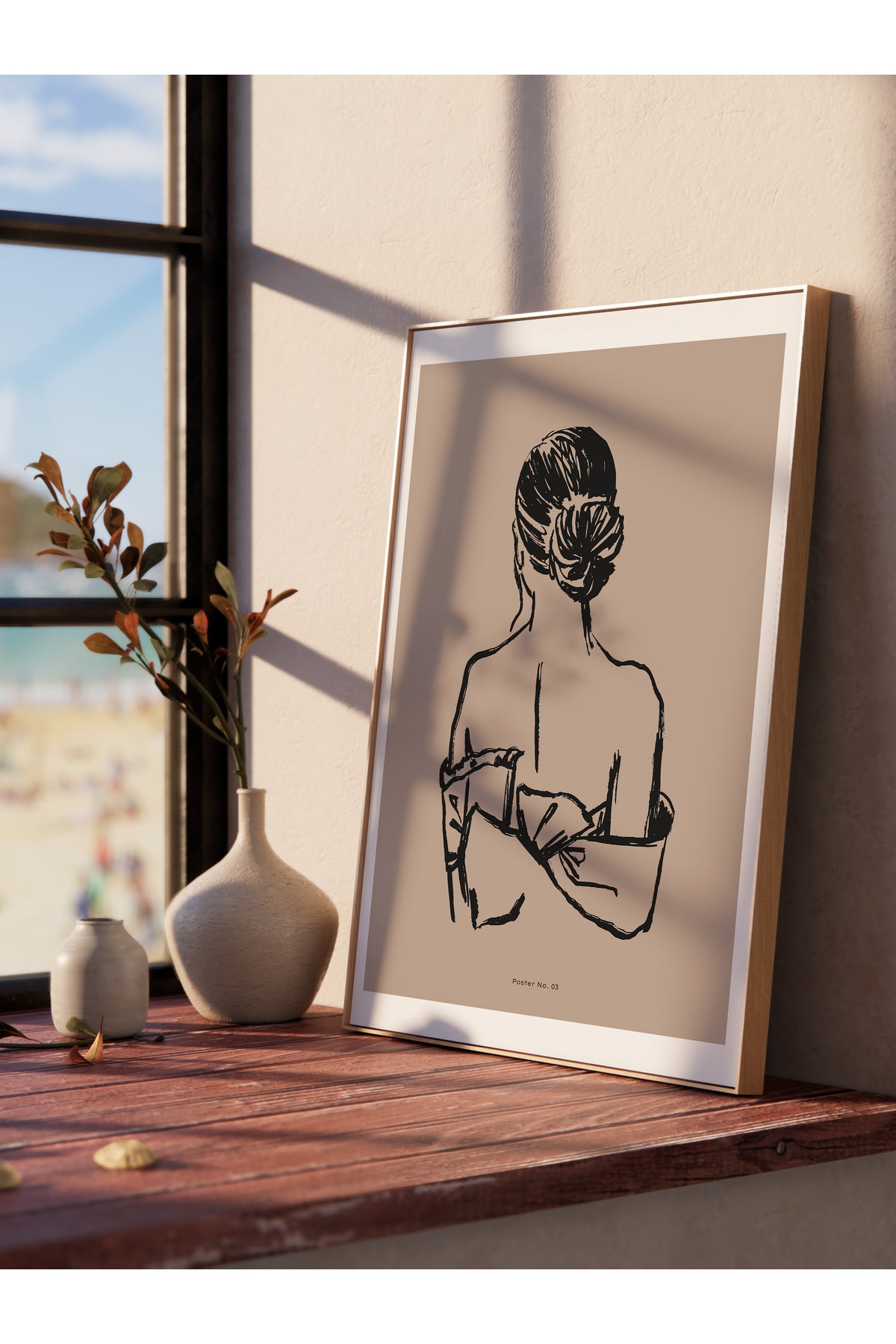 Soft Boho Çerçevesiz Duvar Posteri, İskandinav Temalı Poster - Salon, Mutfak ve Yatak Odası Dekoru