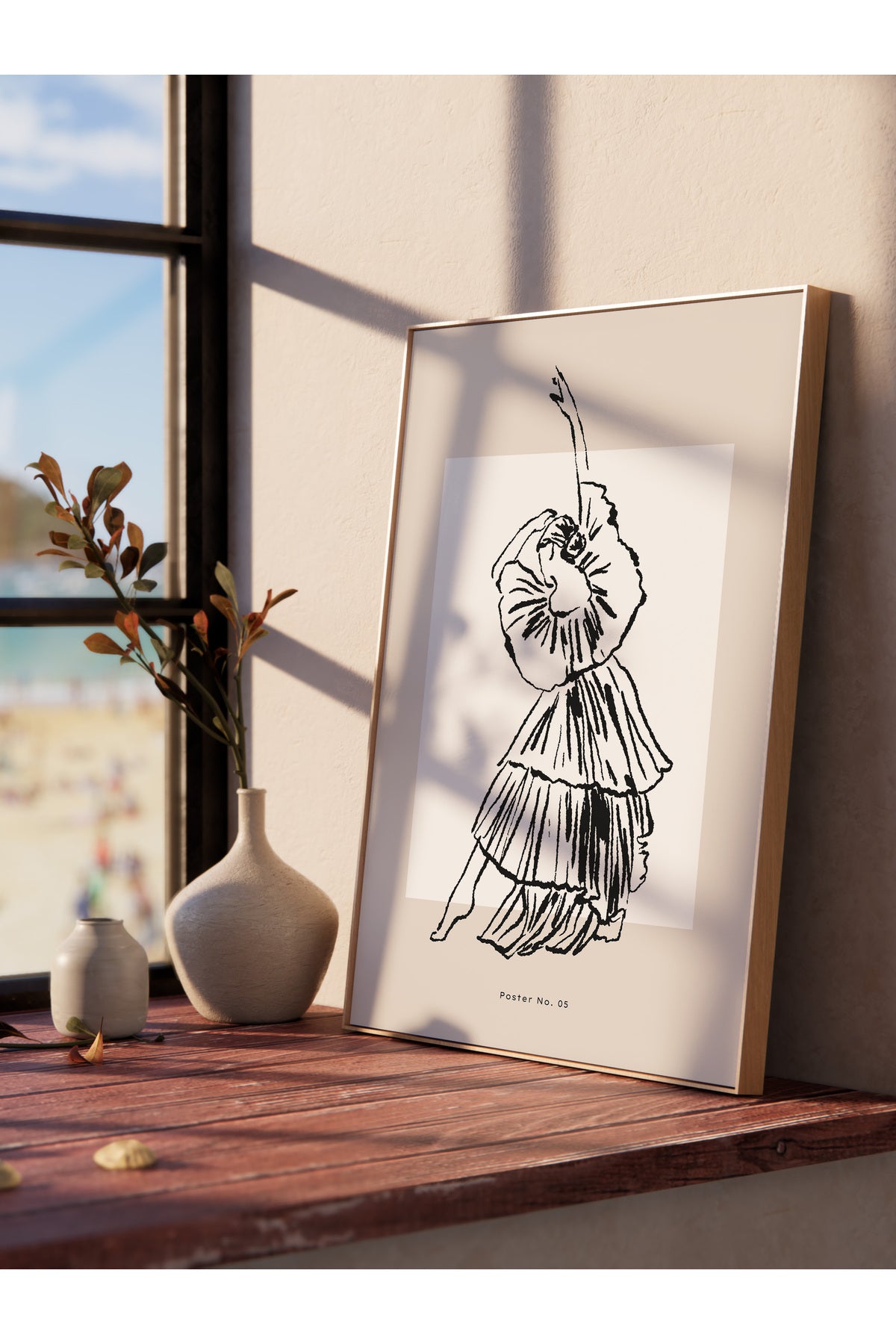 Soft Boho Çerçevesiz Duvar Posteri, İskandinav Temalı Poster - Salon, Mutfak ve Yatak Odası Dekoru