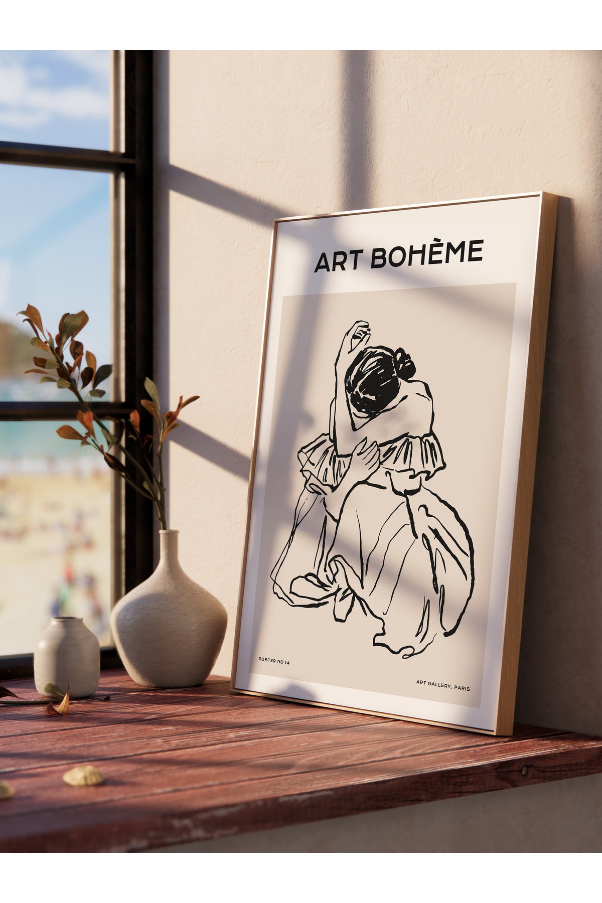 Soft Boho Çerçevesiz Duvar Posteri, İskandinav Temalı Poster - Salon, Mutfak ve Yatak Odası Dekoru