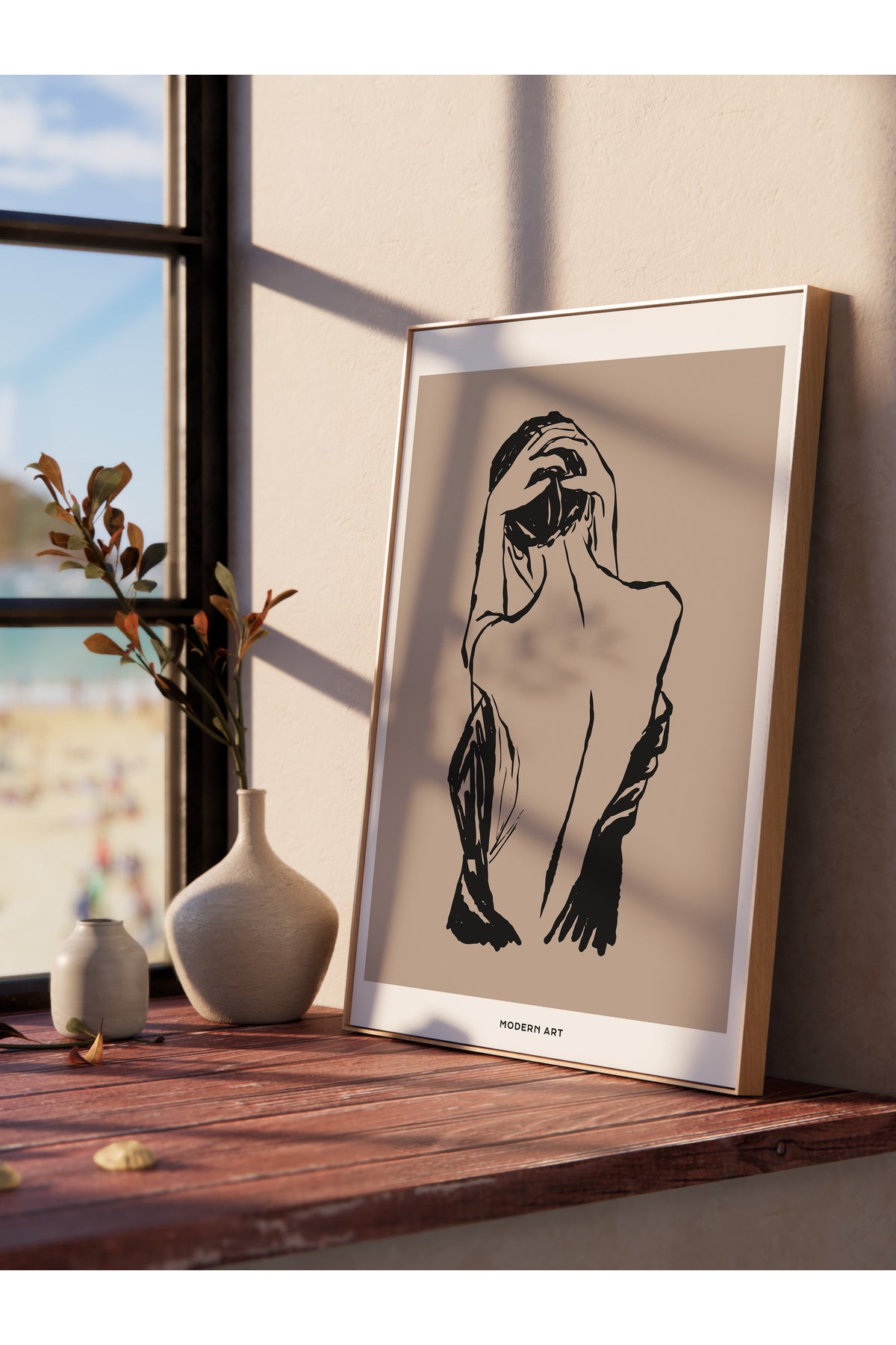 Soft Boho Çerçevesiz Duvar Posteri, İskandinav Temalı Poster - Salon, Mutfak ve Yatak Odası Dekoru