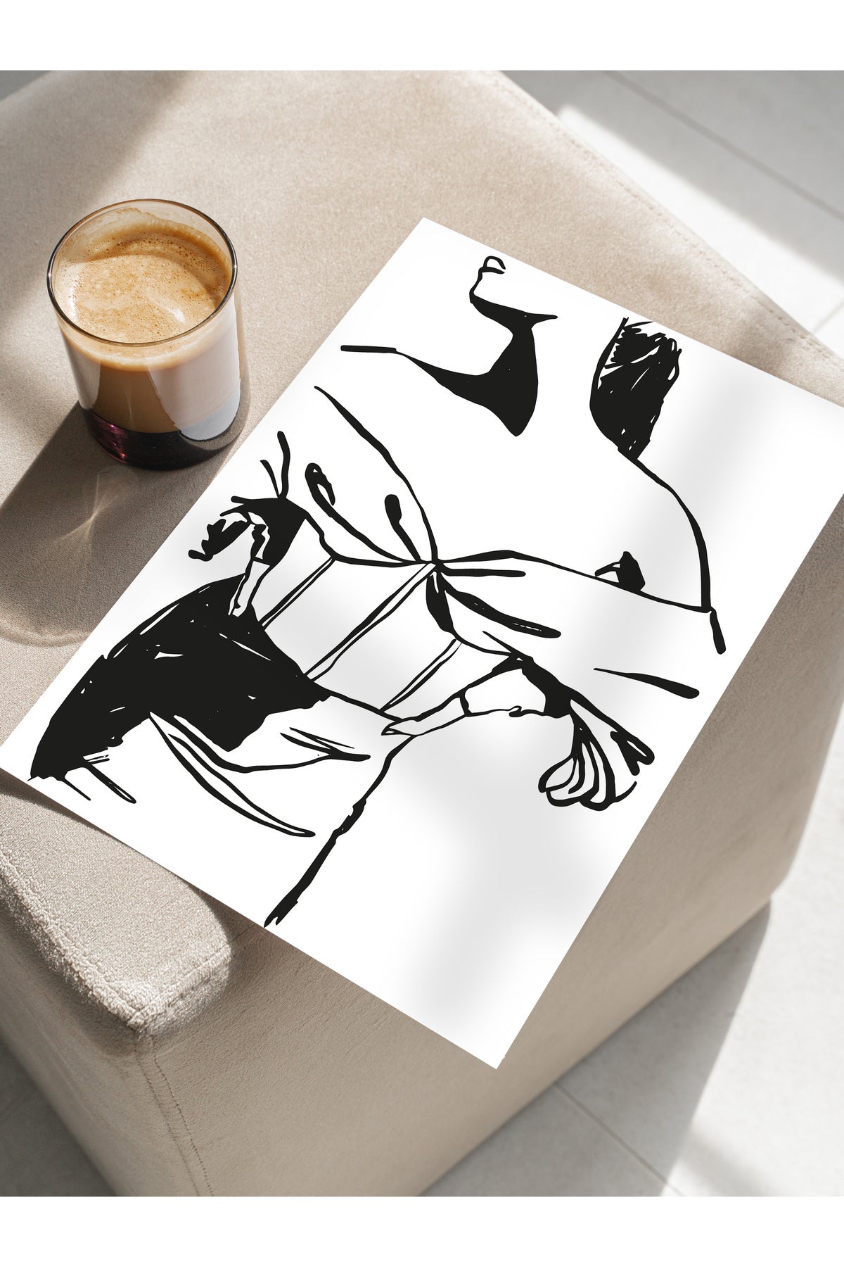 Soft Boho Çerçevesiz Duvar Posteri, İskandinav Temalı Poster - Salon, Mutfak ve Yatak Odası Dekoru