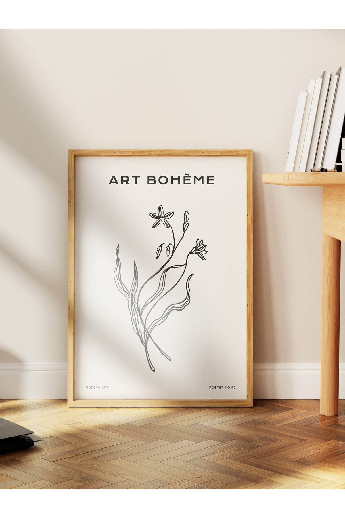 Soft Boho Çerçevesiz Duvar Posteri, İskandinav Temalı Poster - Salon, Mutfak ve Yatak Odası Dekoru
