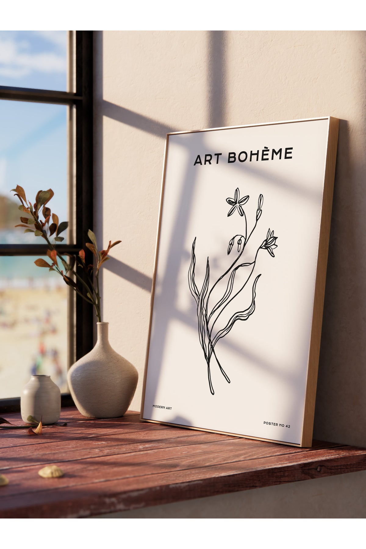 Soft Boho Çerçevesiz Duvar Posteri, İskandinav Temalı Poster - Salon, Mutfak ve Yatak Odası Dekoru