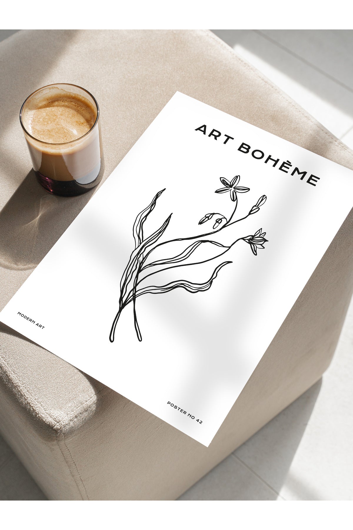 Soft Boho Çerçevesiz Duvar Posteri, İskandinav Temalı Poster - Salon, Mutfak ve Yatak Odası Dekoru